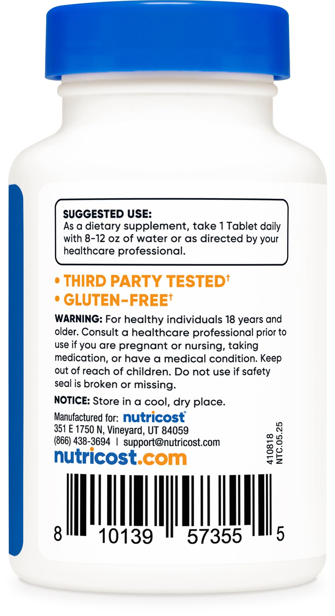 Nutricost Zinc Gluconate 50mg Tablets, 180 Count