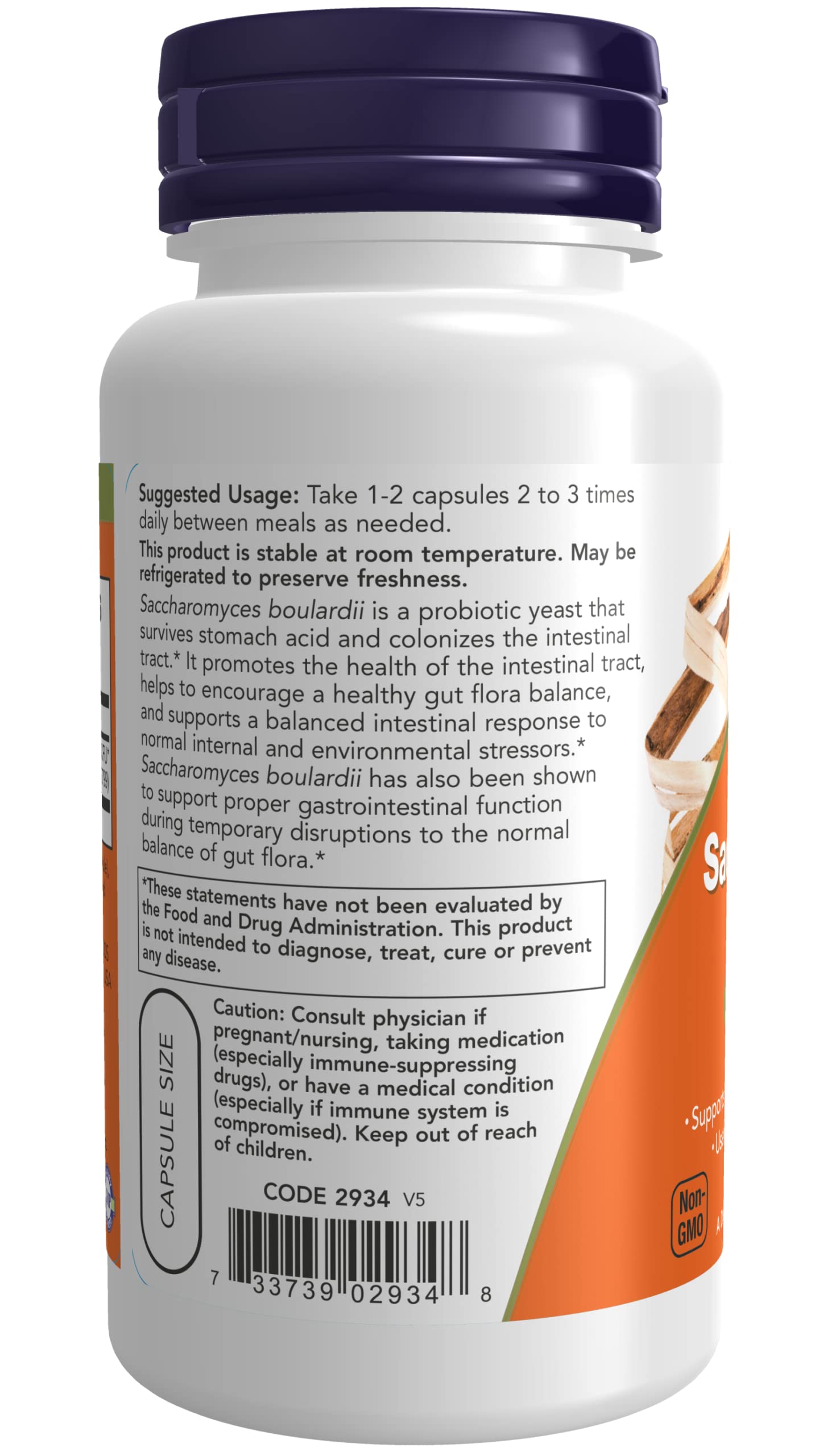 NOW Foods Saccharomyces Boulardii Gastrointestinal Support, 60 Capsules
