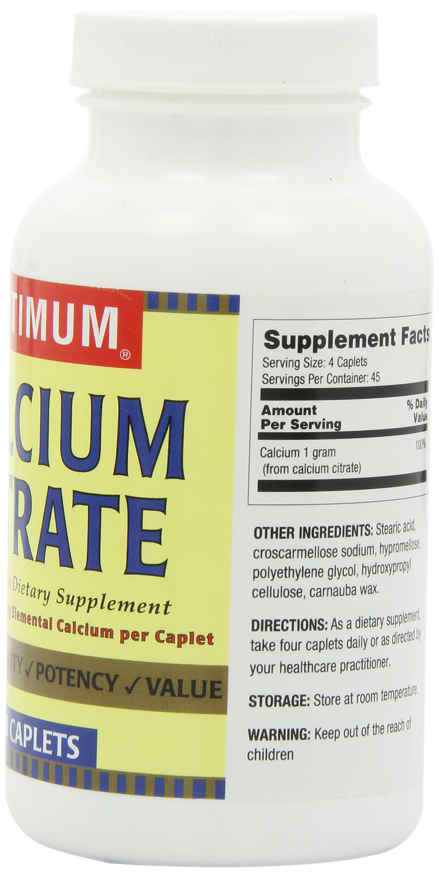 Nature's Way Optimum Calcium Citrate Caplets, 180 Count