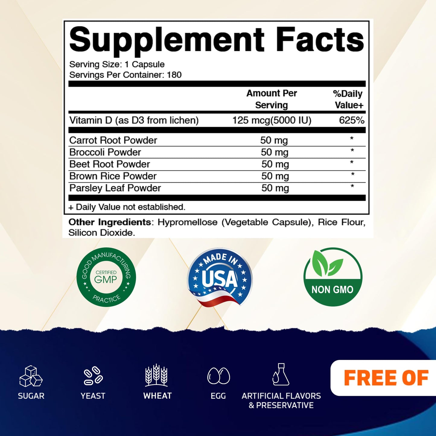 Vitamatic Vegan Vitamin D3 5000 IU Capsules, 180