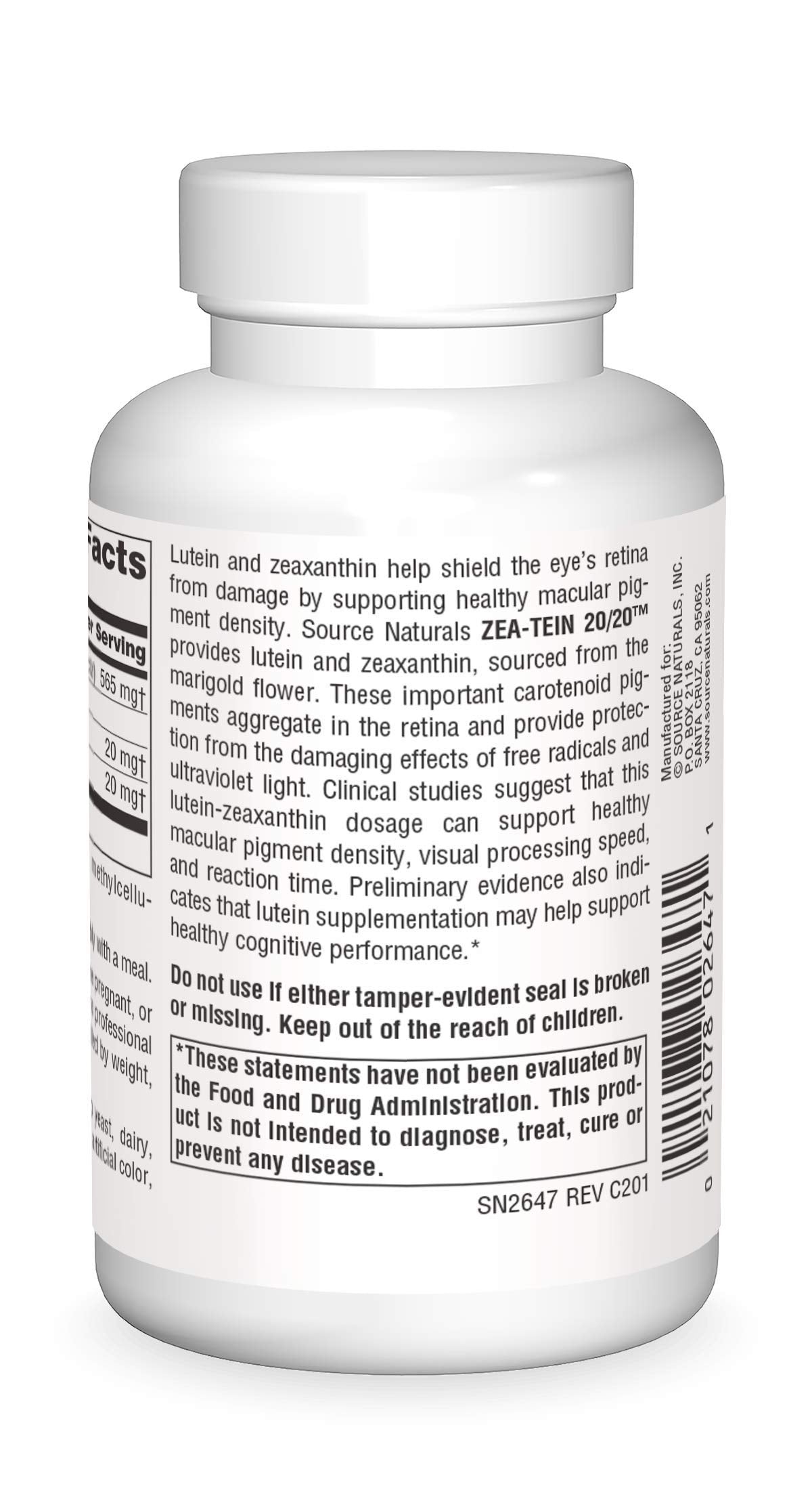 SOURCE NATURALS Zea-Tein 20/20 Capsule, 60 Count