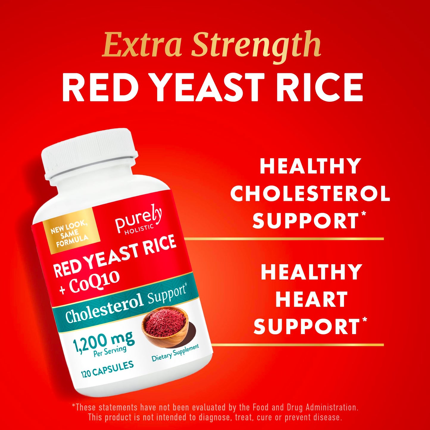 Purely Holistic Red Yeast Rice with CoQ10 Capsule, 120 Count