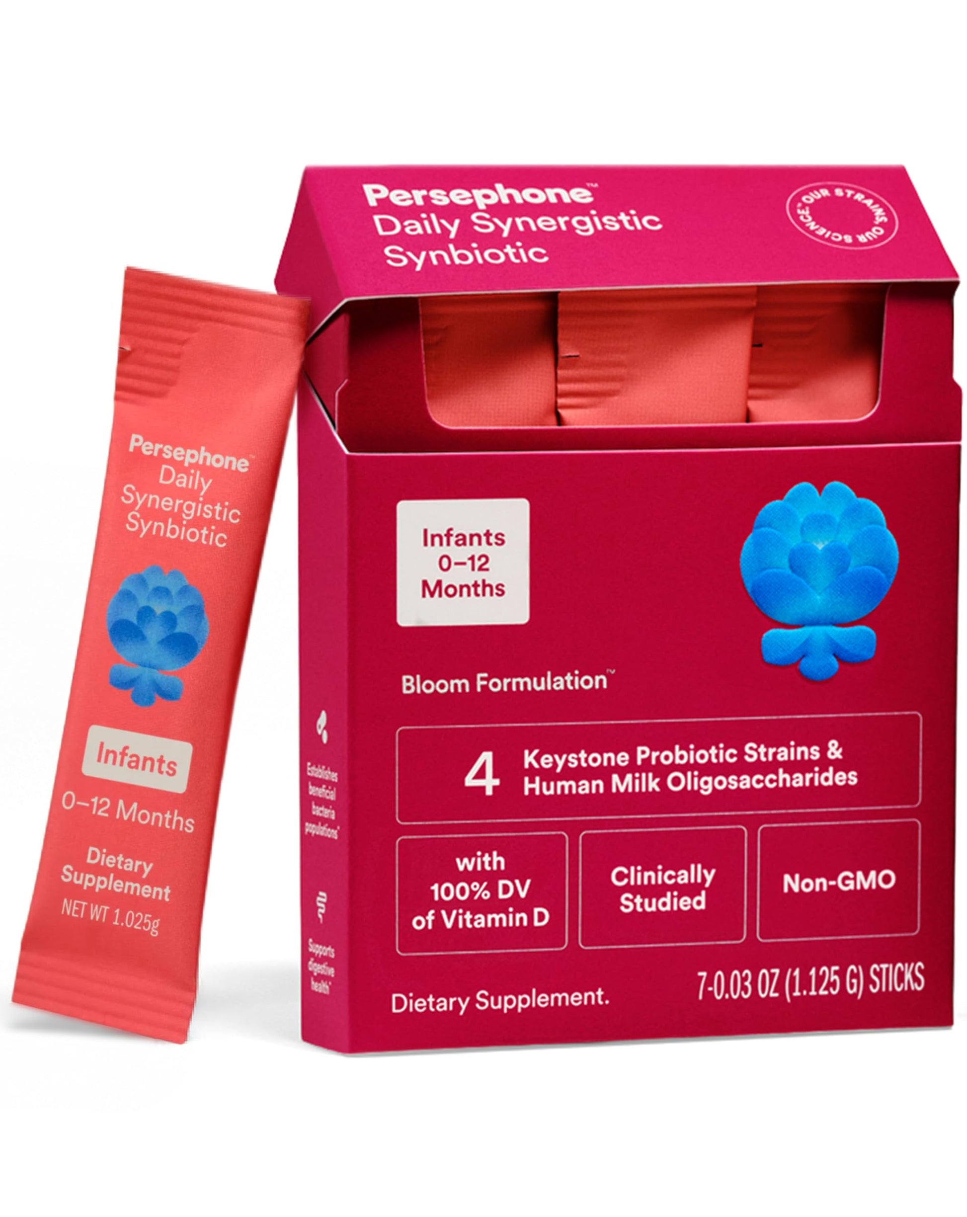 Persephone Infant Probiotic and Prebiotic Vitamin D Powder, 7 Pack
