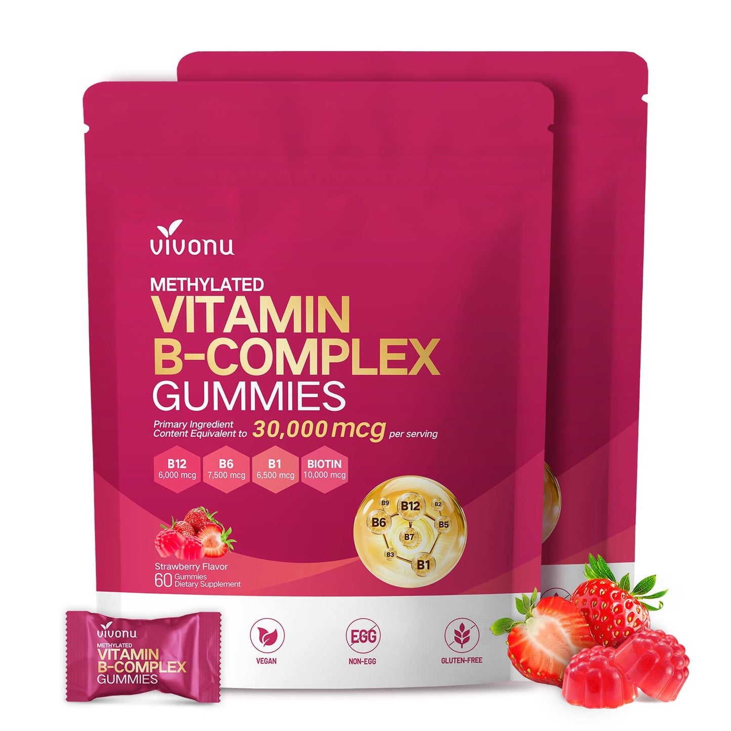 VivoNu Multivitamin Methylated B Complex Gummies, 60 Count
