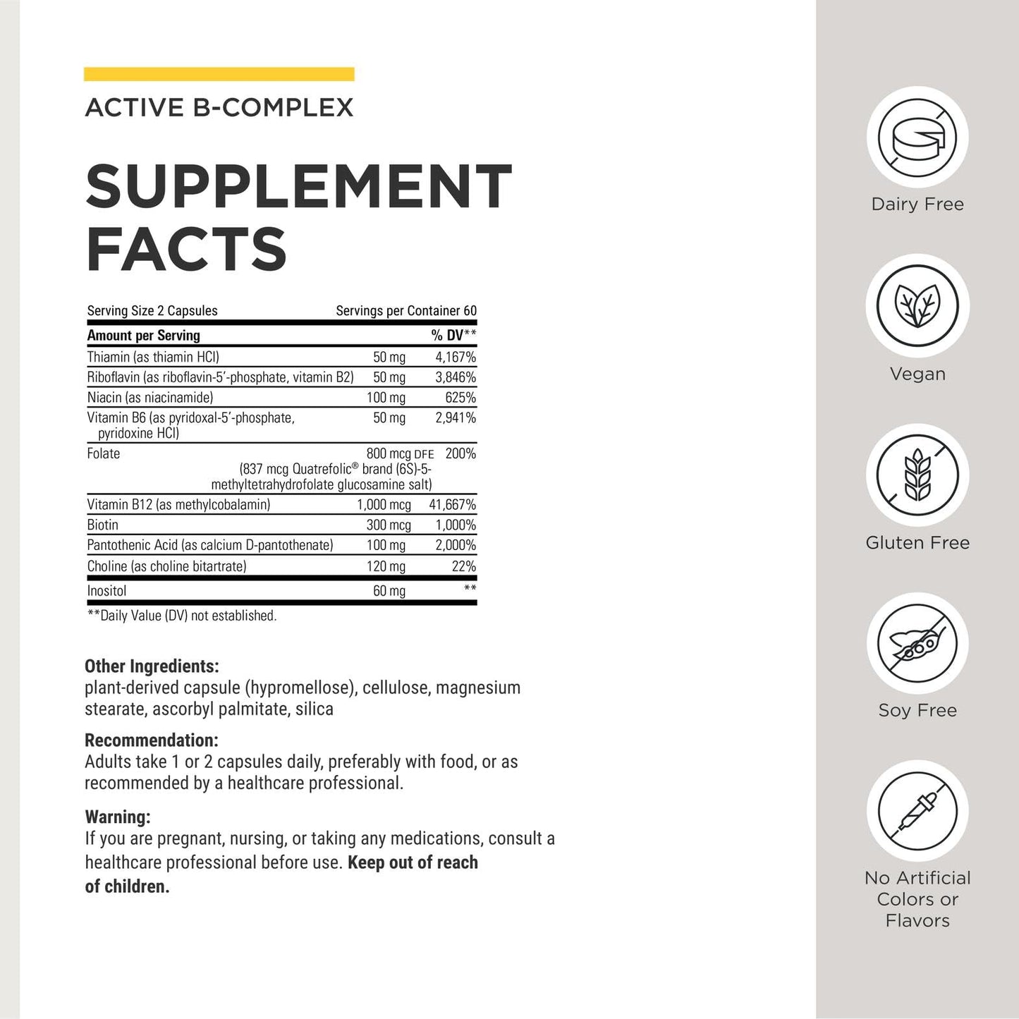Integrative Therapeutics Active B-Complex - Cellular Energy & Heart Health Support with Vitamins B2, B6 & B12 - Supports Nervous & Immune Systems - Third-Party Tested, Capsules, 120 Count