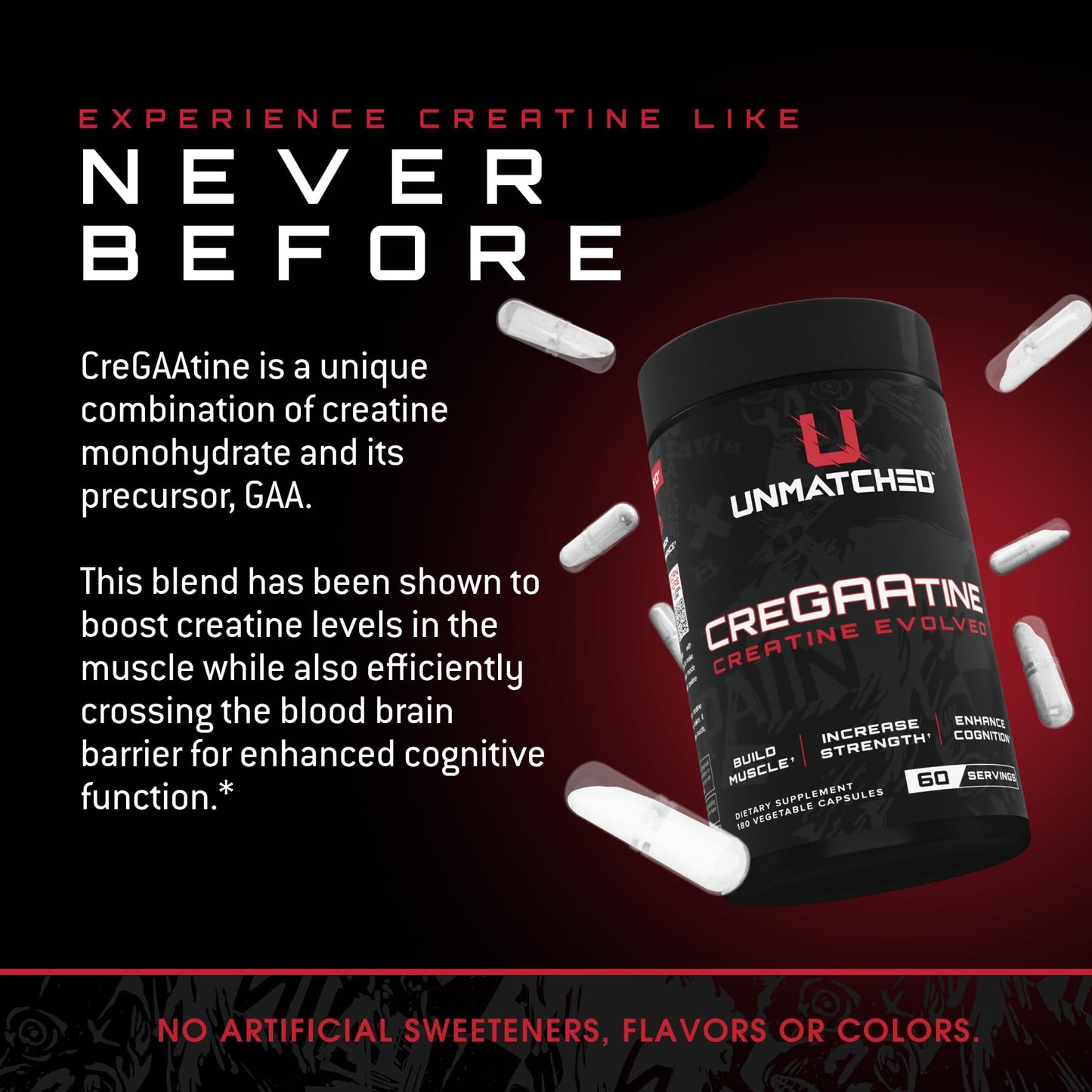Unmatched CreGAAtine Optimized Creatine Capsule 180 Count