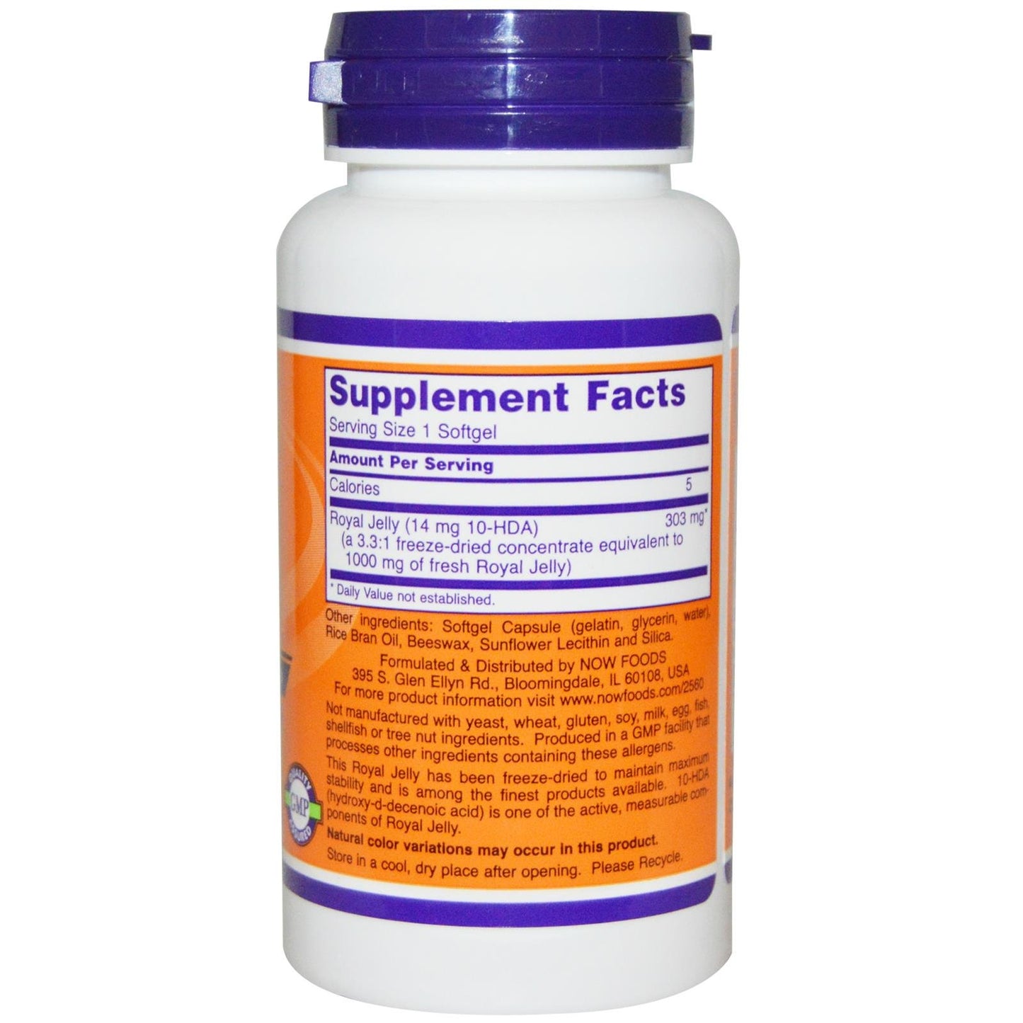 NOW Foods Royal Jelly 1000 mg Capsule, 1 Count