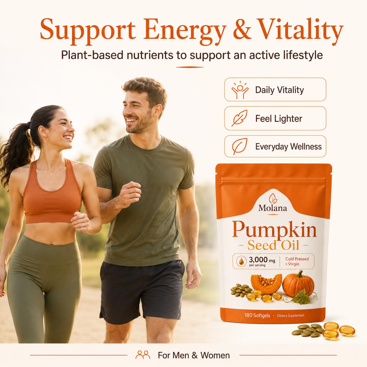 Ovouria Molana Pumpkin Seed Oil Capsules, 180 Softgels