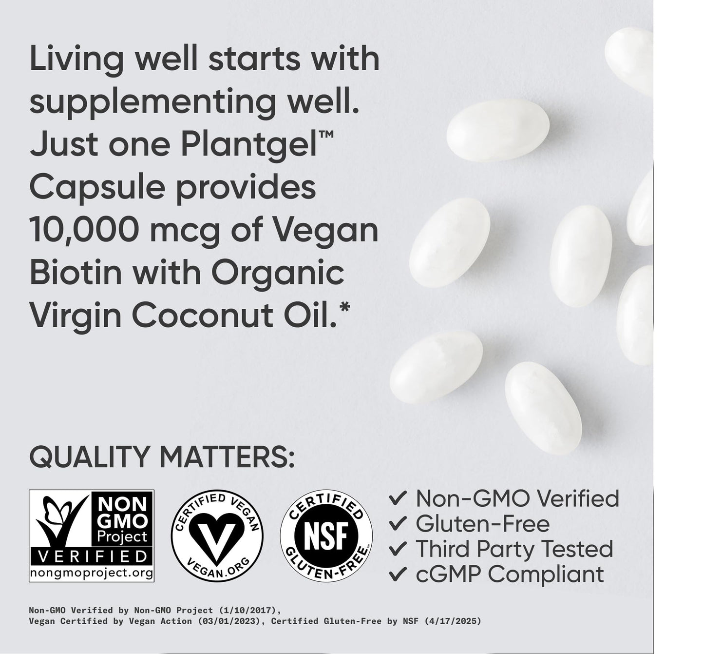 Sports Research Biotin 10,000mcg with Organic Coconut Oil Veggie Softgels 120