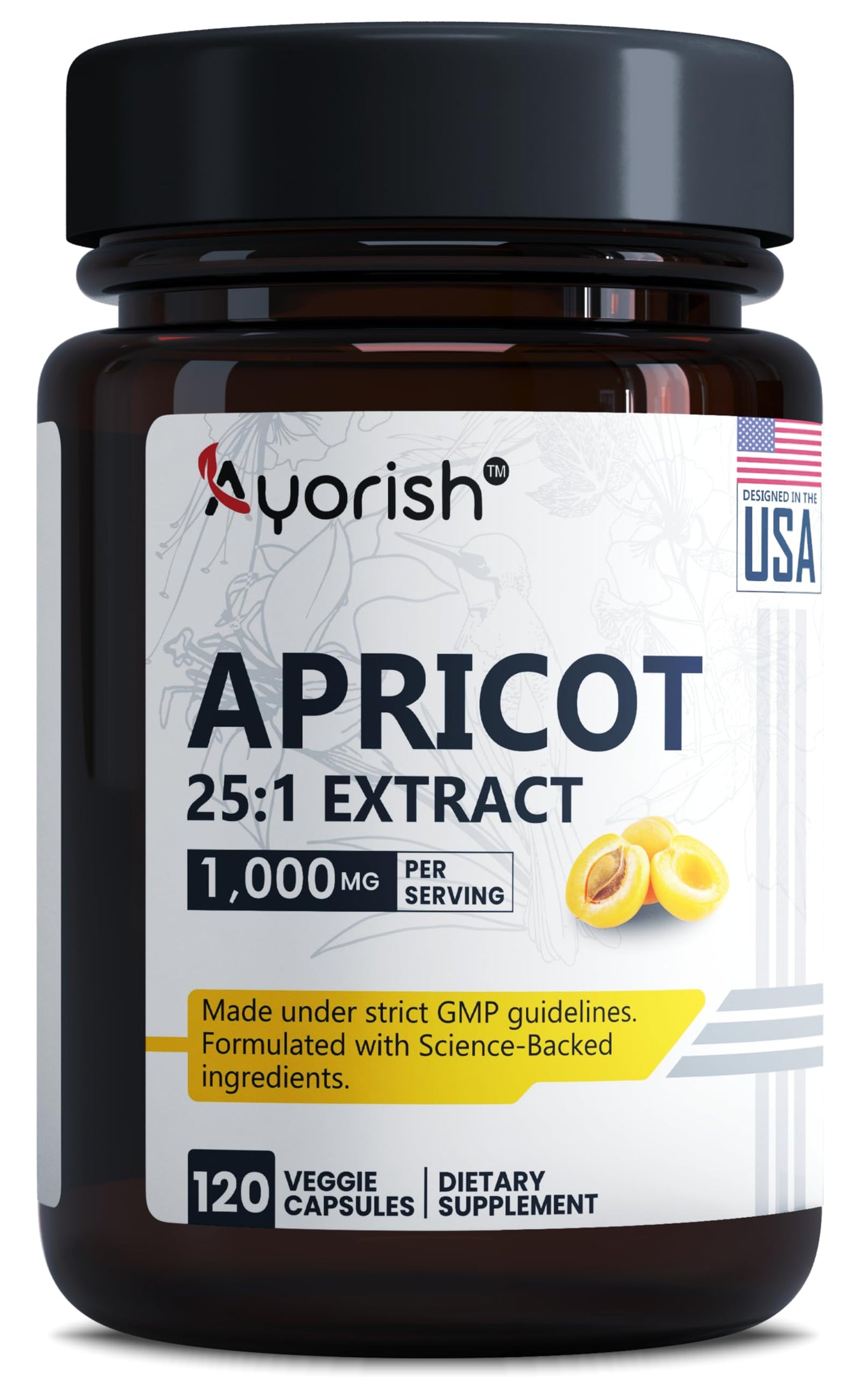 Ayorish Apricot Extract 25:1, 500 mg per Capsule, 120 Capsules