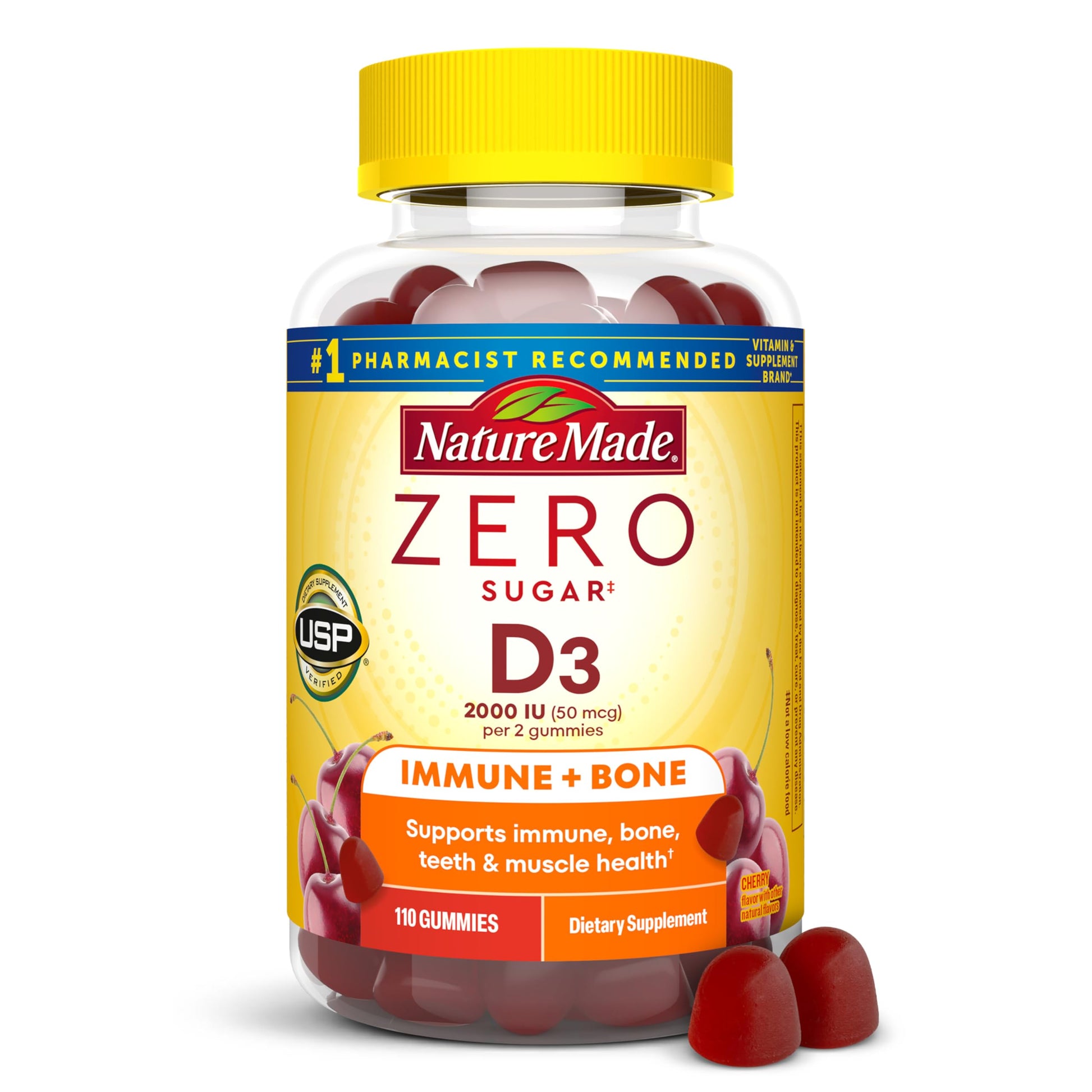 Nature Made Zero Sugar Vitamin D3 Gummies 110 Count
