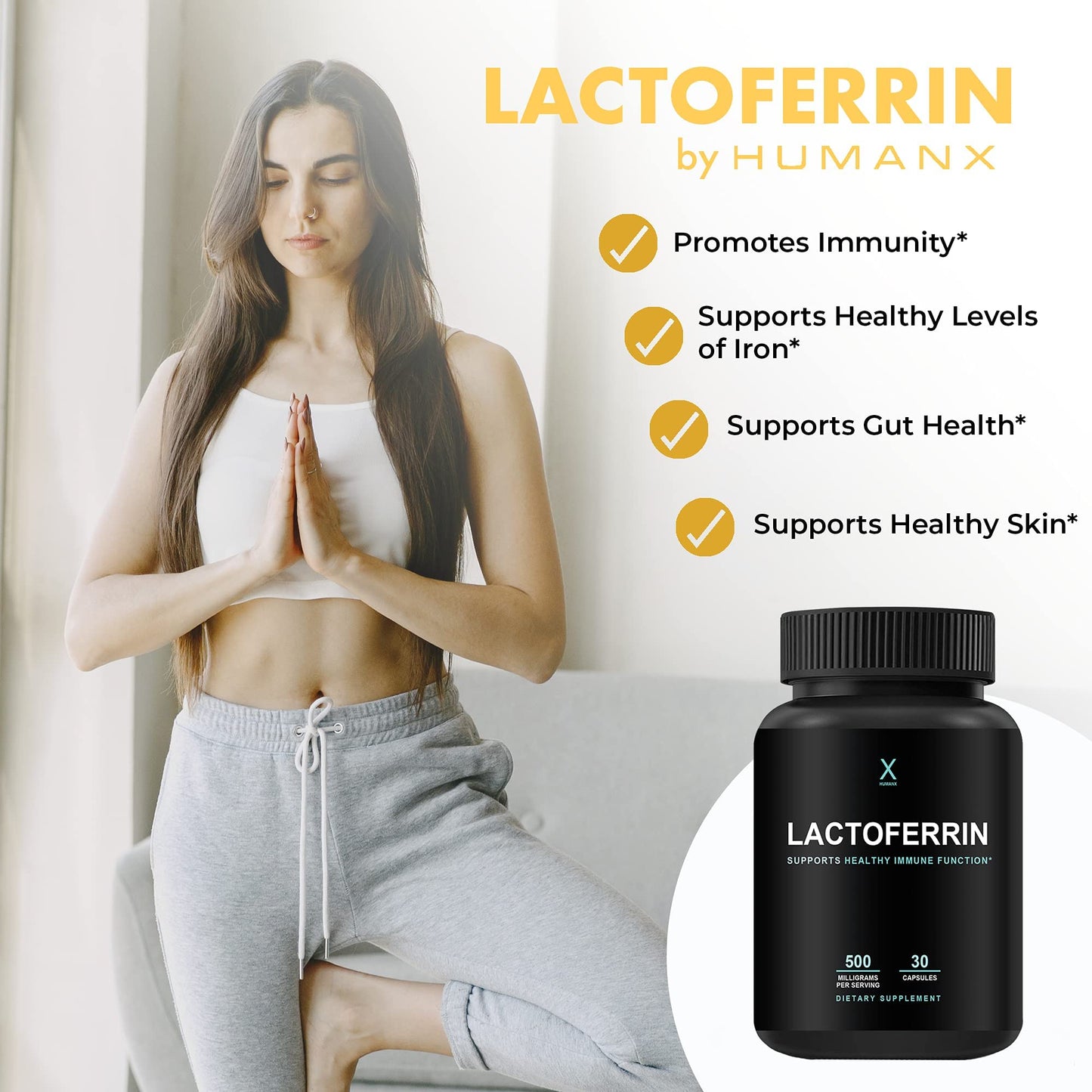 HUMANX Lactoferrin 500mg Capsule 30 Count