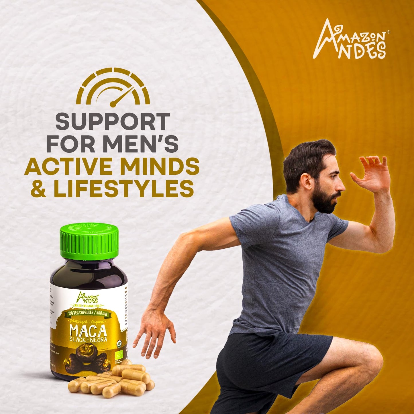 Amazon Andes Healthy Sustainable Fair Black Maca Root Capsules 100 Count