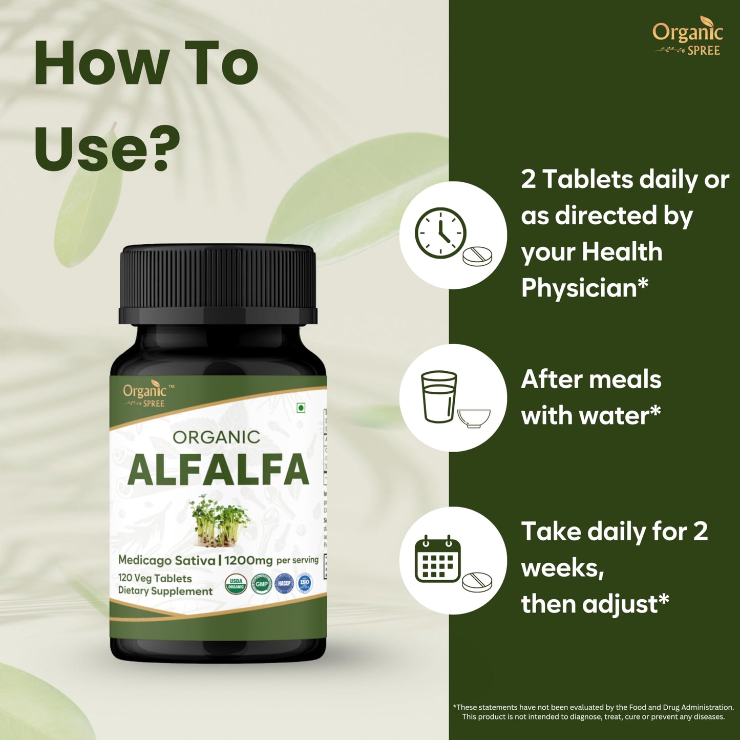 ORGANIC SPREE Alfalfa 360 Tablets