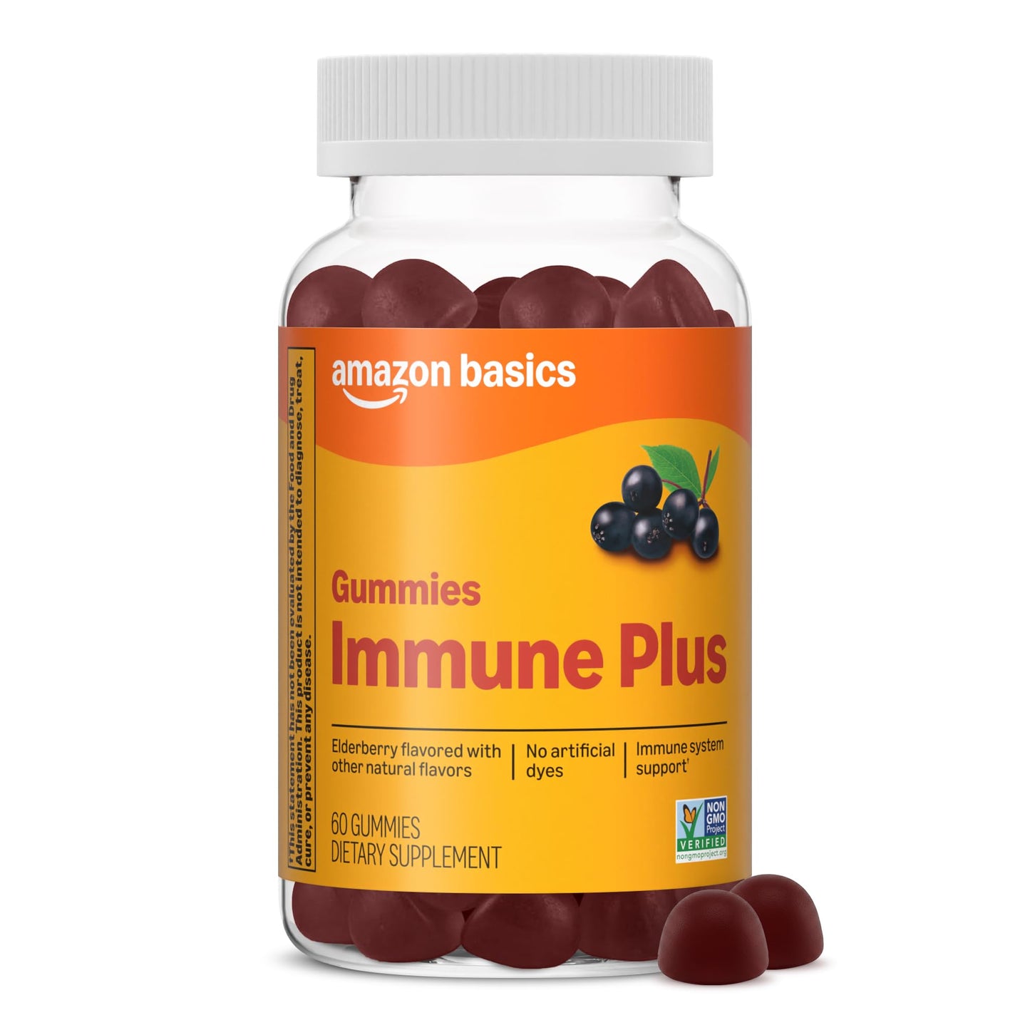 Amazon Basics Immune Plus Elderberry Gummies, 60 Count