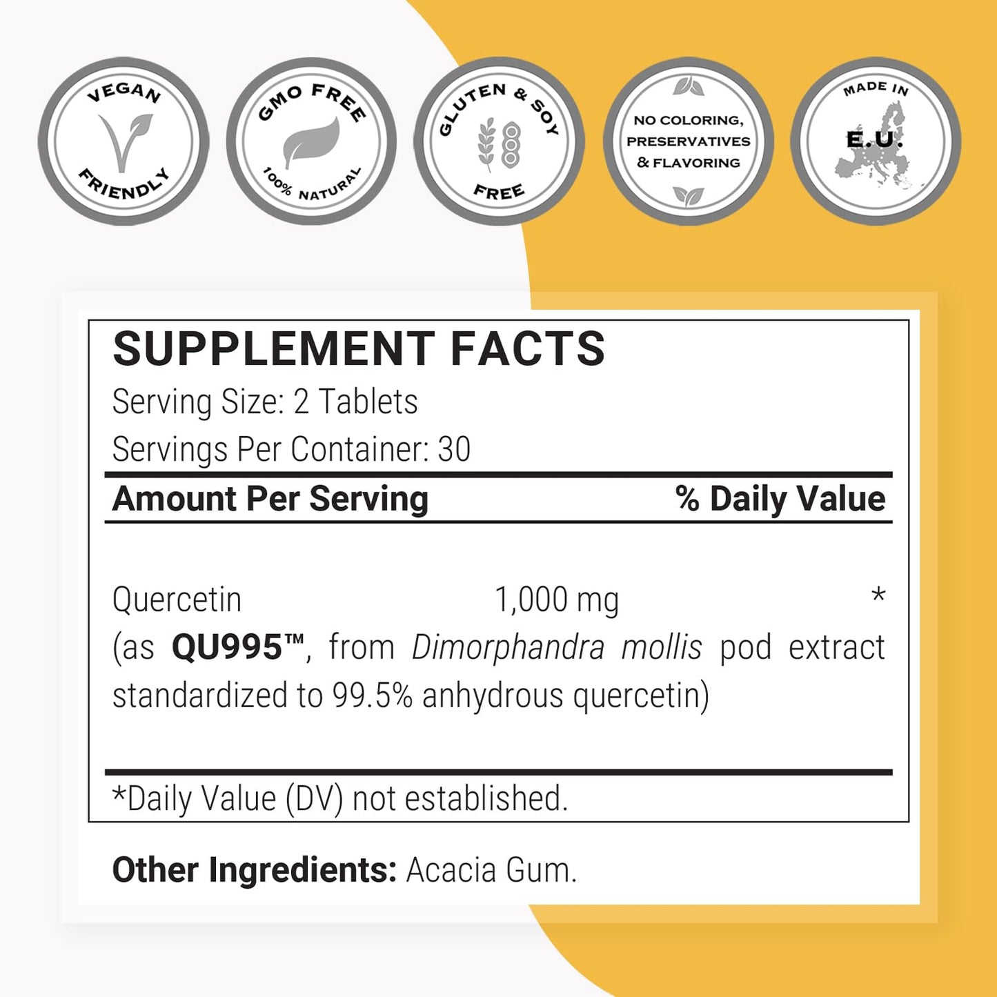 Supersmart Super Quercetin 1000mg per Day Tablet, 60 Count