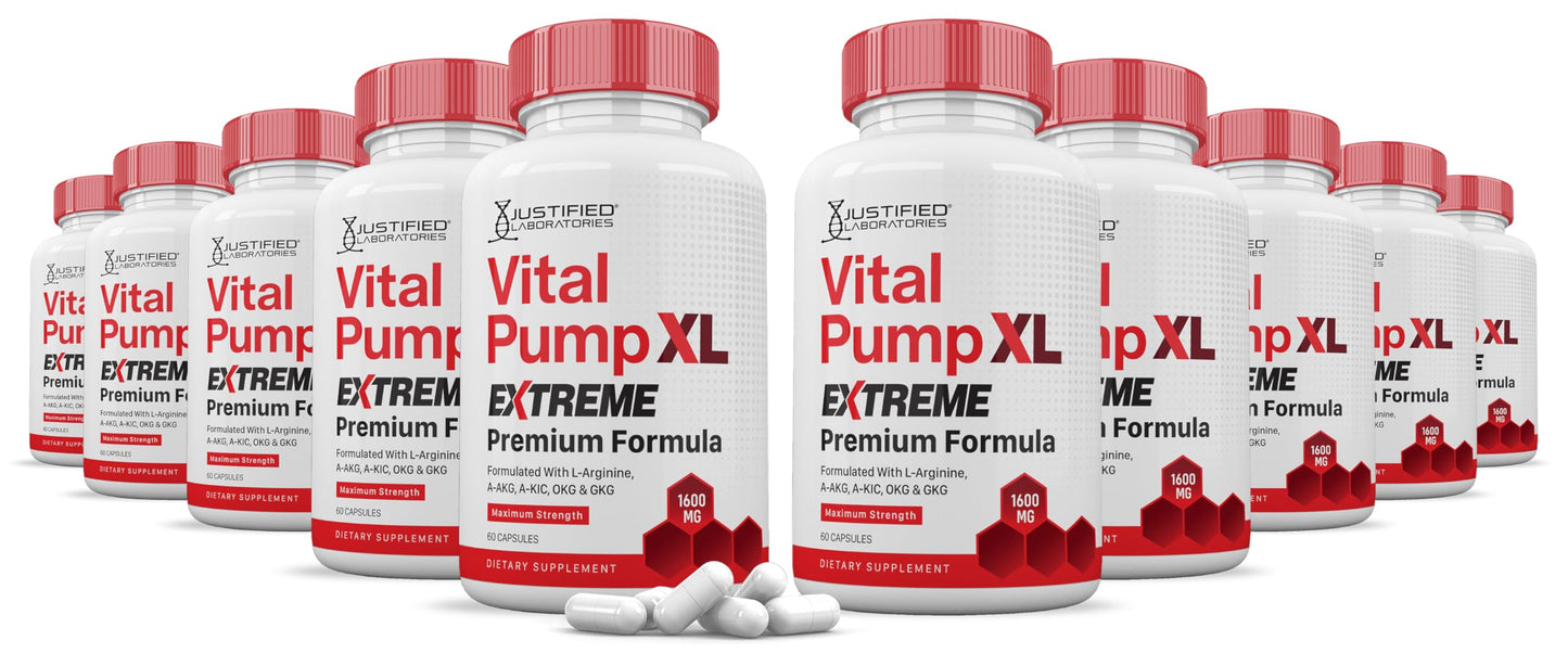 Justified Laboratories Vital Pump XL Extreme Capsules 1600MG Premium Formula Proprietary Blend for Men's Health 600 Capsules