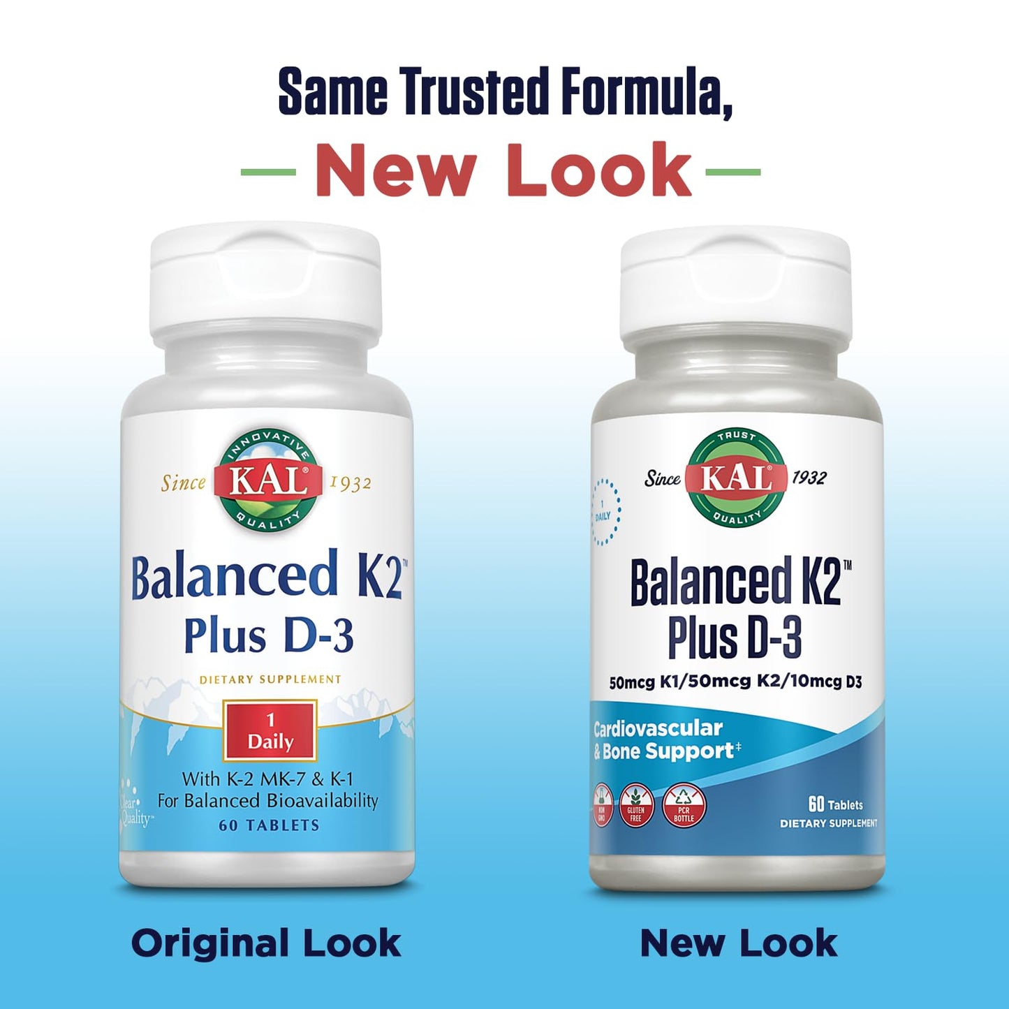 KAL Balanced K2 Plus D-3 Tablets, 100 mcg, 60 Count
