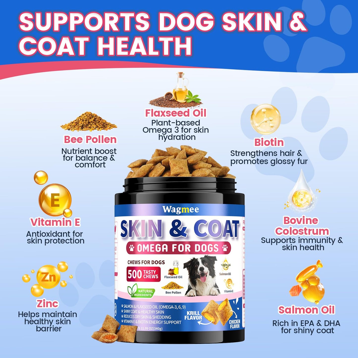 Wagmee Omega 3 for Dogs Soft Chew, 500 Count