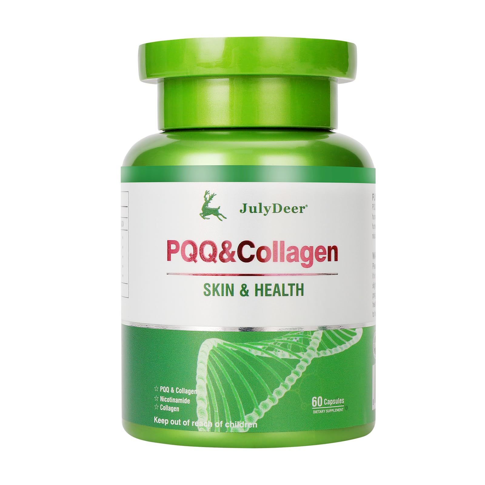 JulyDeer PQQ Supplement 20mg (Pyrroloquinoline Quinone) for Hair and Skin, 60 Capsules
