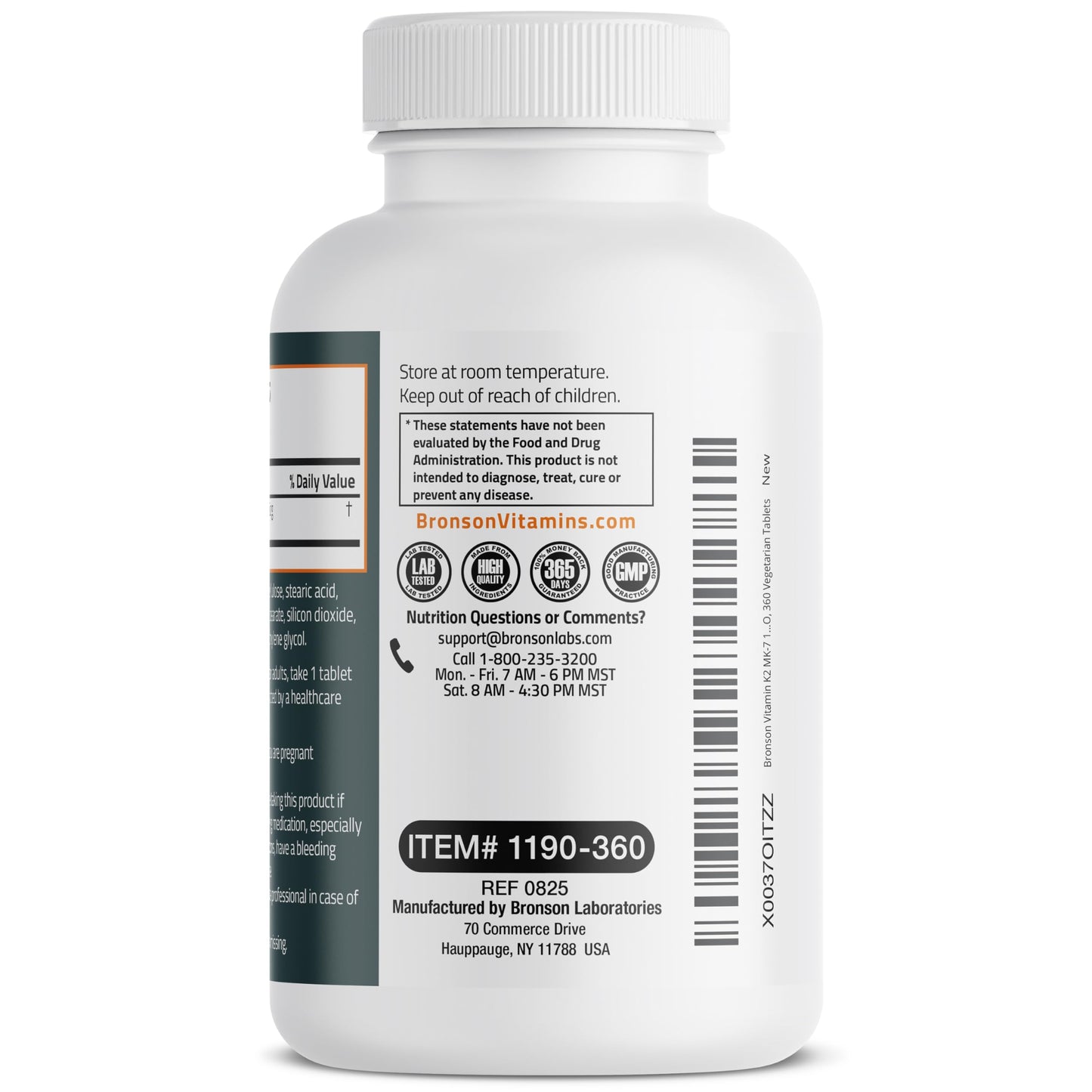 Bronson Vitamin K2 MK-7 100 MCG, K2 as MK7 Menaquinone, Bone Support, 360 Tablets