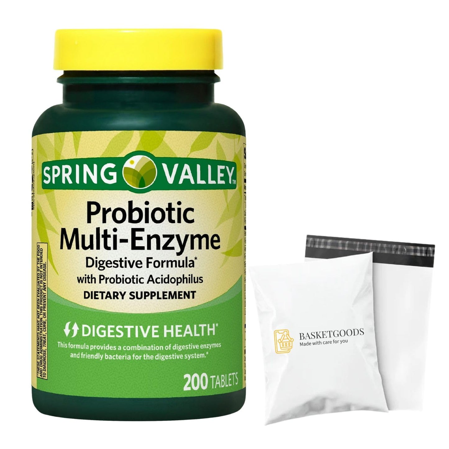 BASKETGOODS Spring Valley Probiotic Multi-Enzyme Digestive Formula Tablets 200 Count