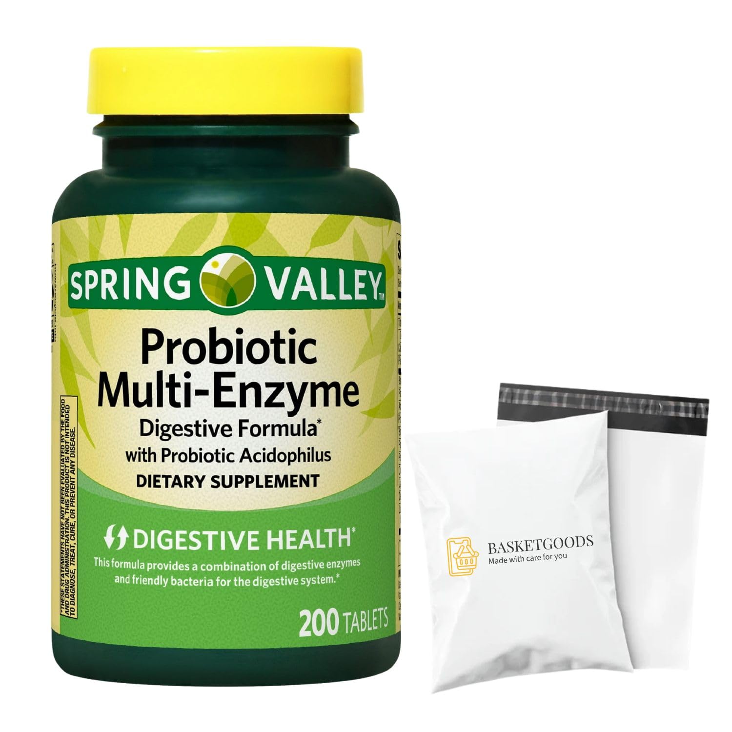 BASKETGOODS Spring Valley Probiotic Multi-Enzyme Digestive Formula Tablets 200 Count