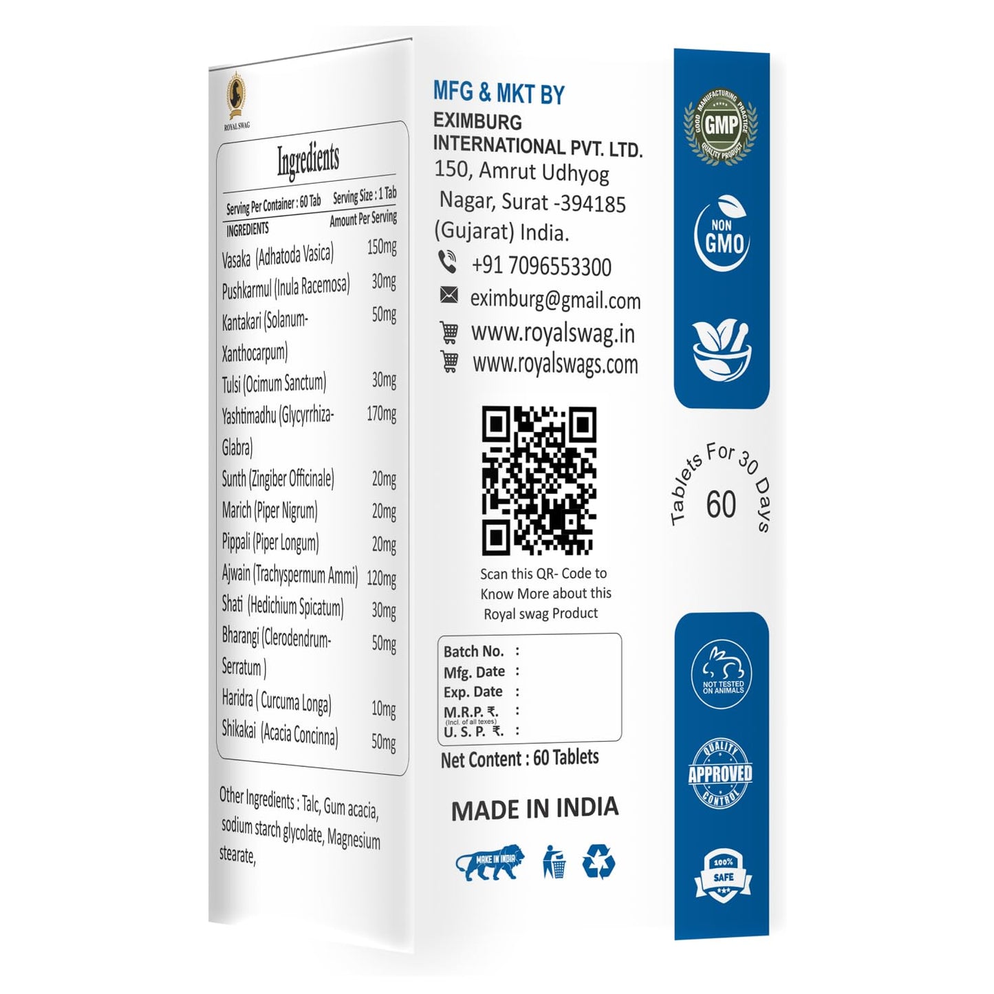 ROYAL SWAG Tar Out Lung Cleanse and Detox Tablet 60 Tablets