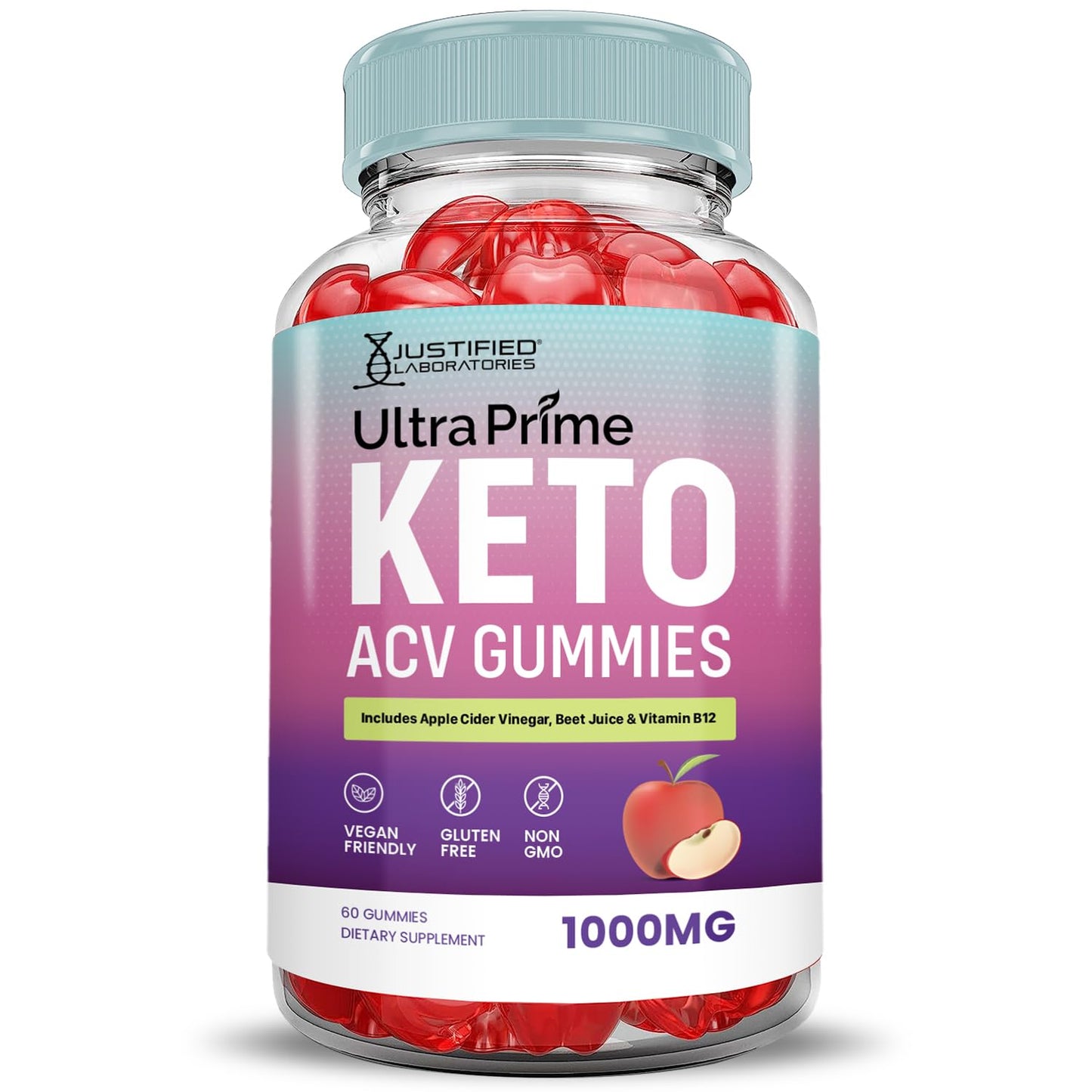 Justified Laboratories Ultra Prime Keto ACV Gummies Advanced Formula 1000MG, 300 Gummies