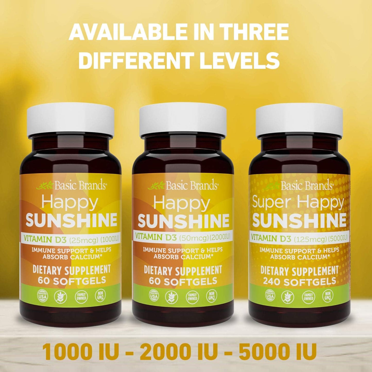 Basic Organics Vitamin D3 5000 IU Softgels, 240 Count