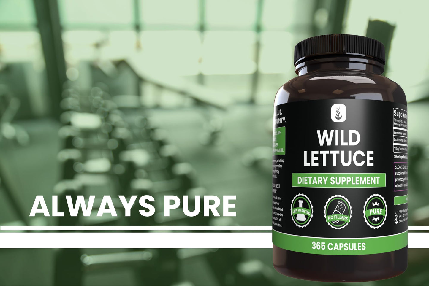 PURE ORIGINAL INGREDIENTS Wild Lettuce 365 Capsules