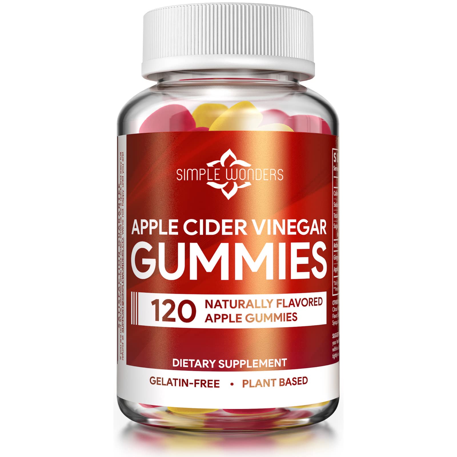 SIMPLE WONDERS Apple Cider Vinegar Gummies with The Mother, 120 Gummies