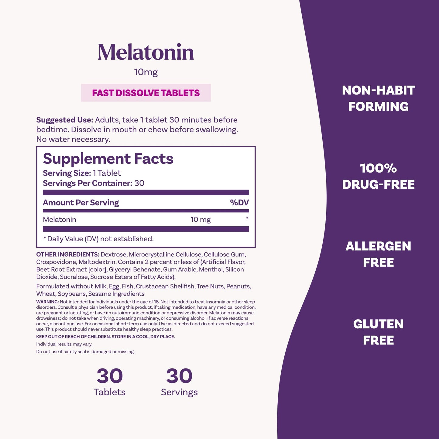 Natrol Melatonin 10 mg Fast Dissolve Tablets, Strawberry, 30 Count