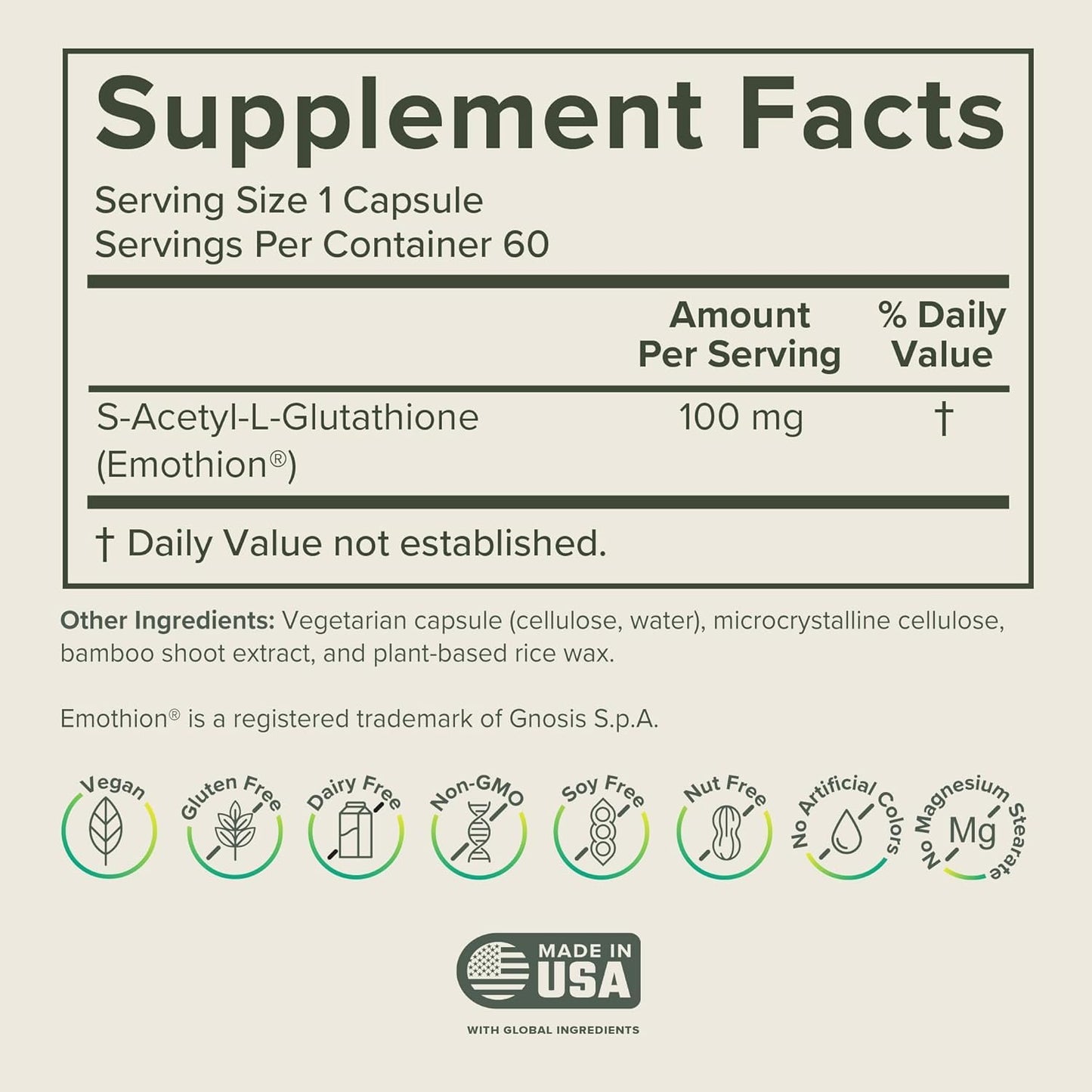 Prominent Nutrition S-Acetyl L-Glutathione Capsule 60 Count