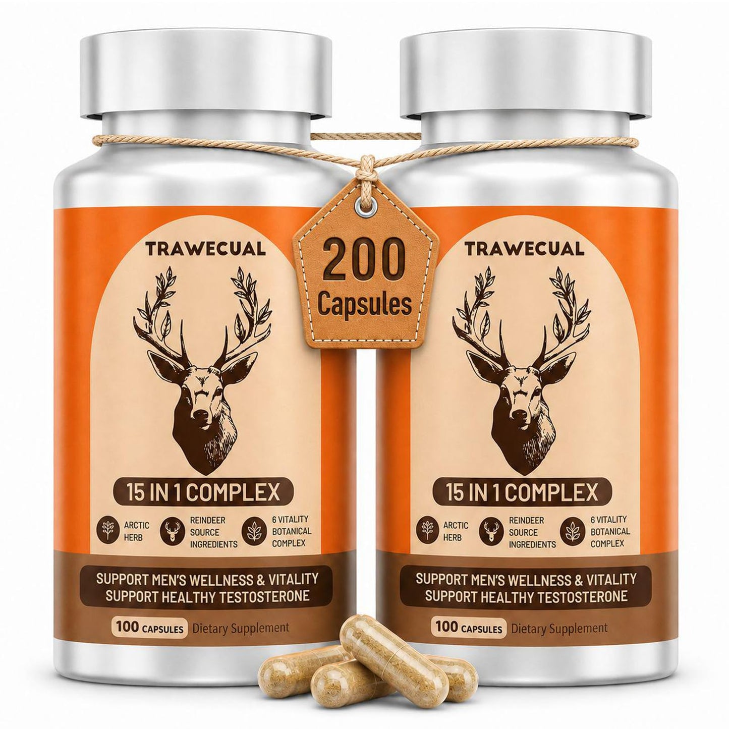 Trawecual 15-in-1 Reindeer Organ Supplement with Arctic Herb for Men Capsules 200