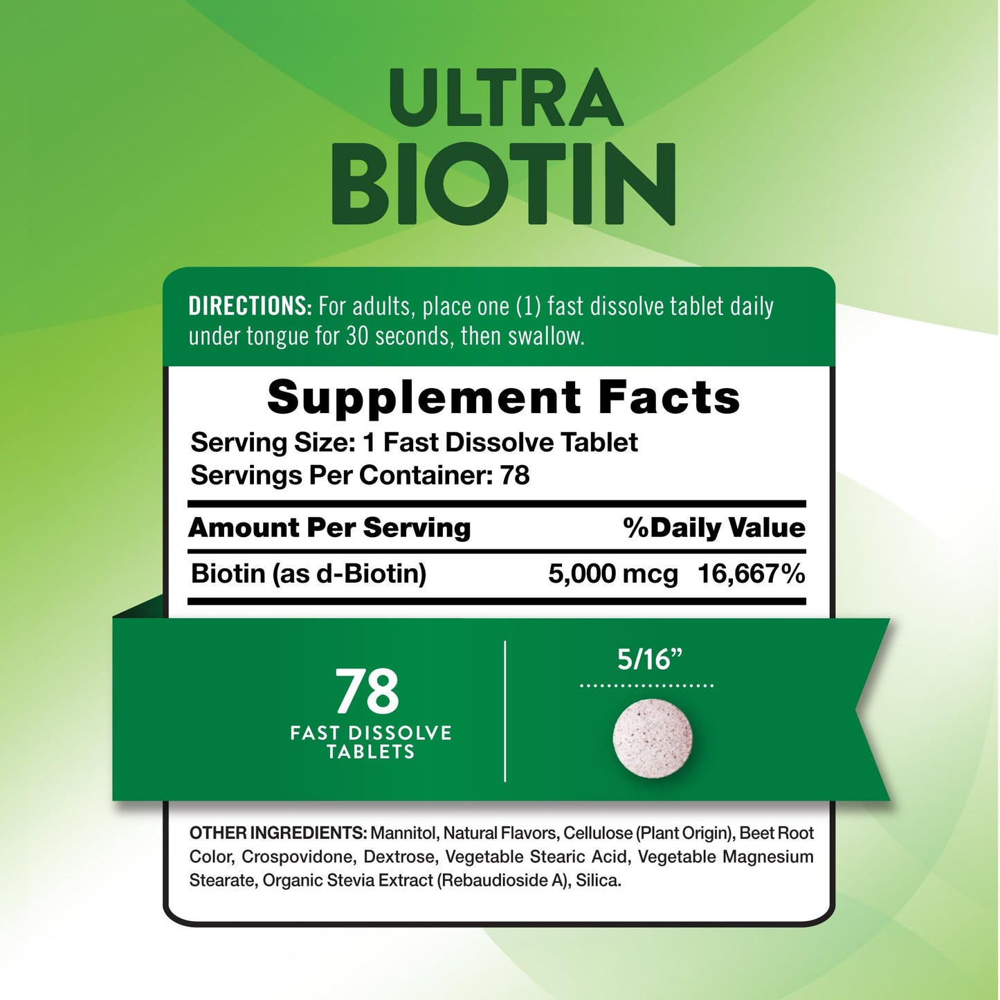Nature's Truth Biotin 5000mcg Tablets, 78 Count