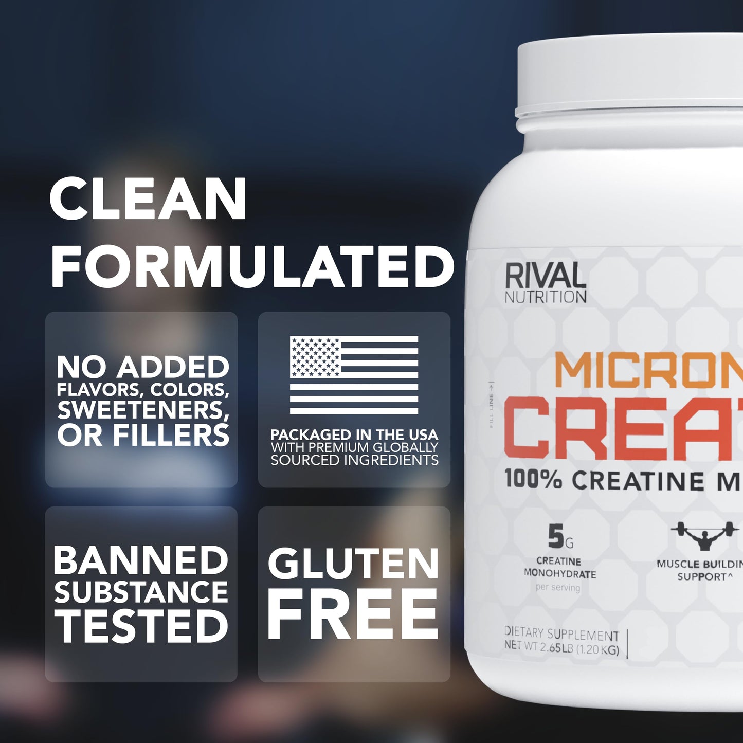 Rival Nutrition Micronized Creatine I 100% Creatine Monohydrate Powder 21.2