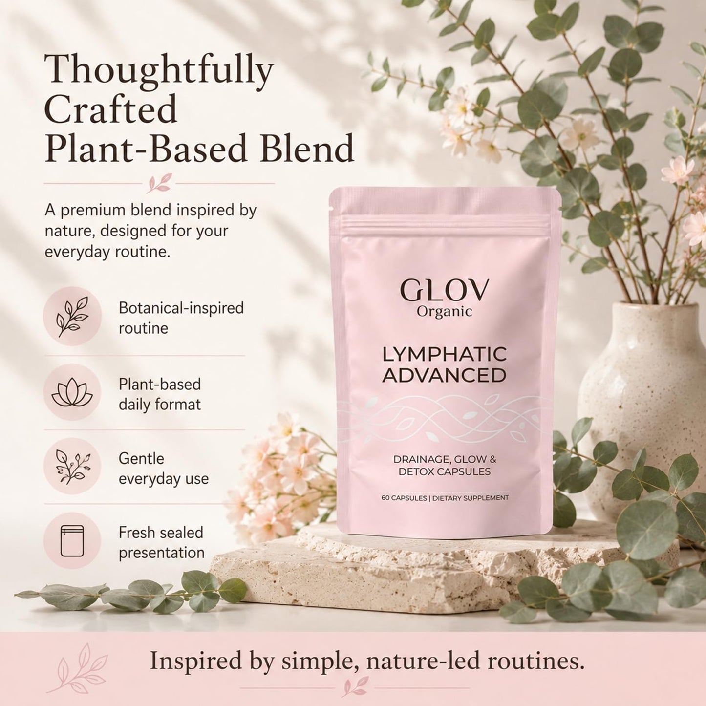 Glov Organic Glov Lymphatic Advanced Drainage Glow Detox 60 Capsules