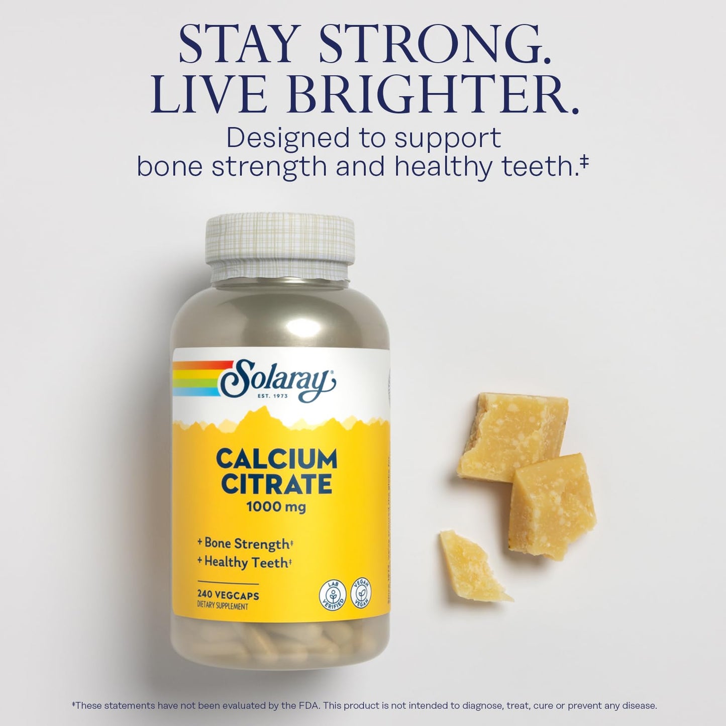 Solaray Calcium Citrate 1000mg Chelated Calcium Supplement Capsule 240 VegCaps