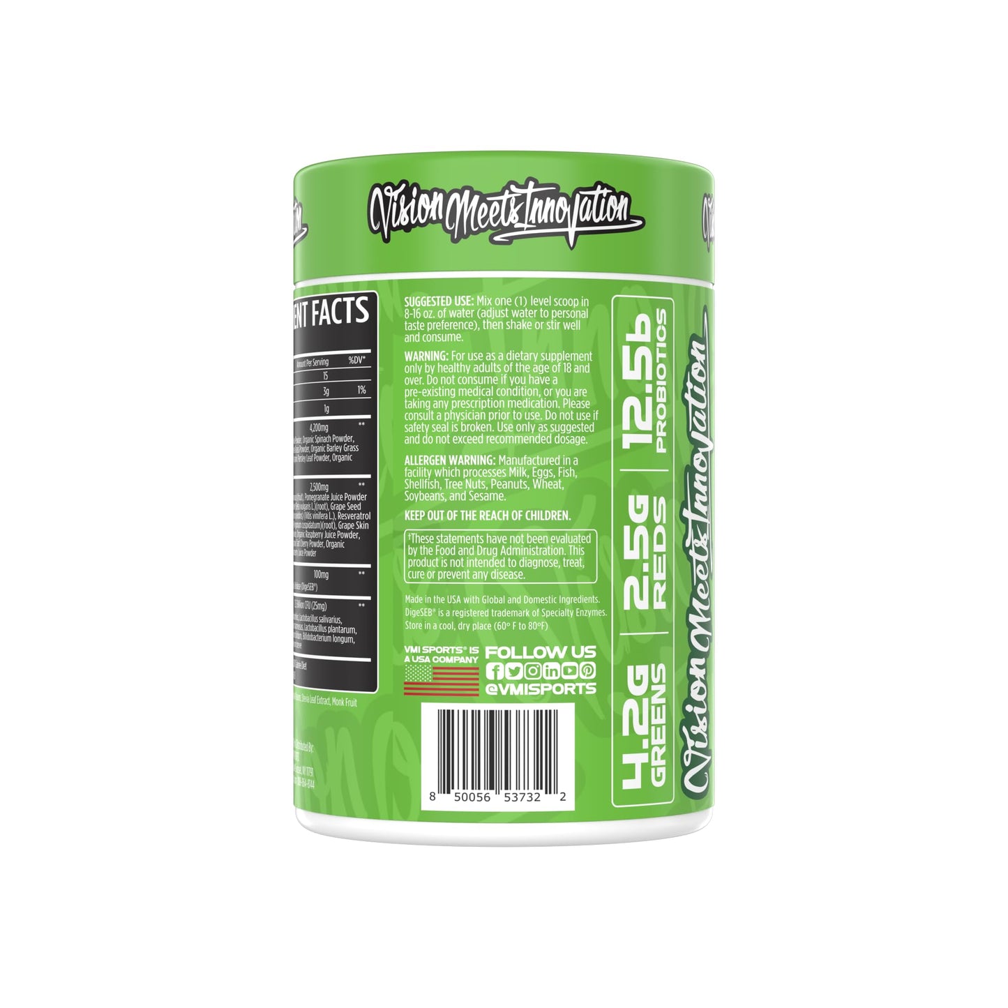 VMI Sports Greens + Reds Advanced Superfood Immunity and Gut Health (Dragon Fruit) Powder 8.68 Ounce