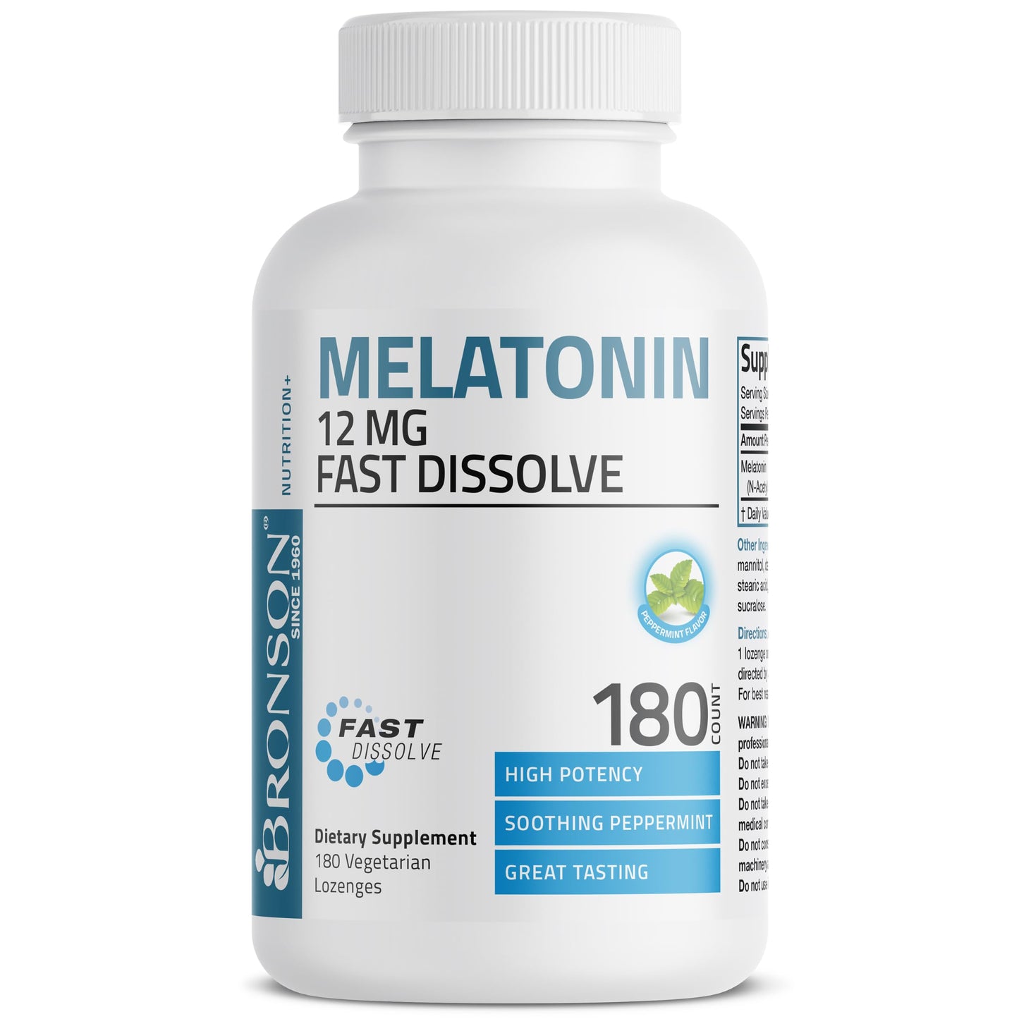 Bronson Melatonin 12 mg Fast Dissolve Sleep Support Lozenges, 180 Count