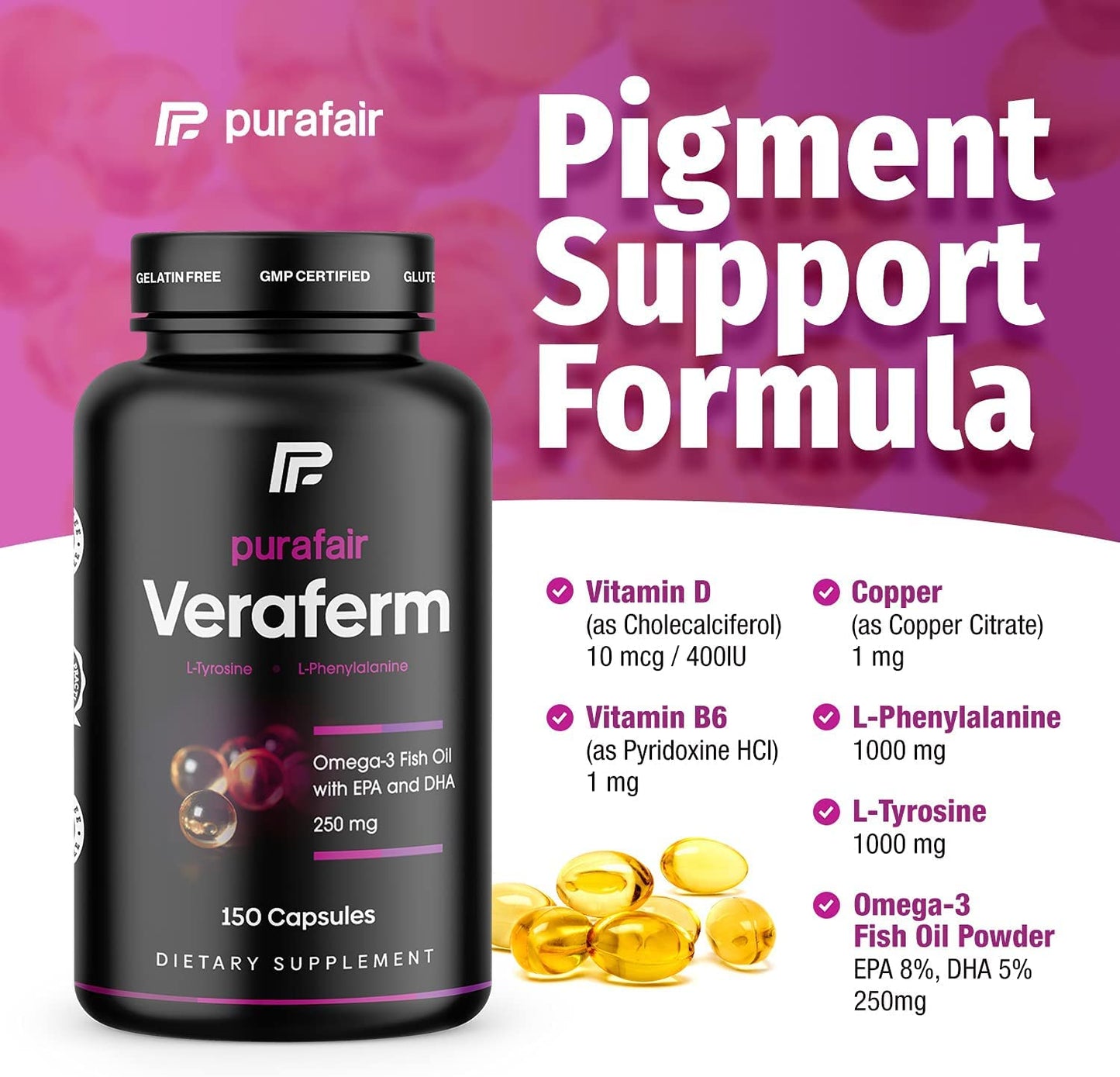 purafair Veraferm Vitiligo Treatment Capsule, 150 Count
