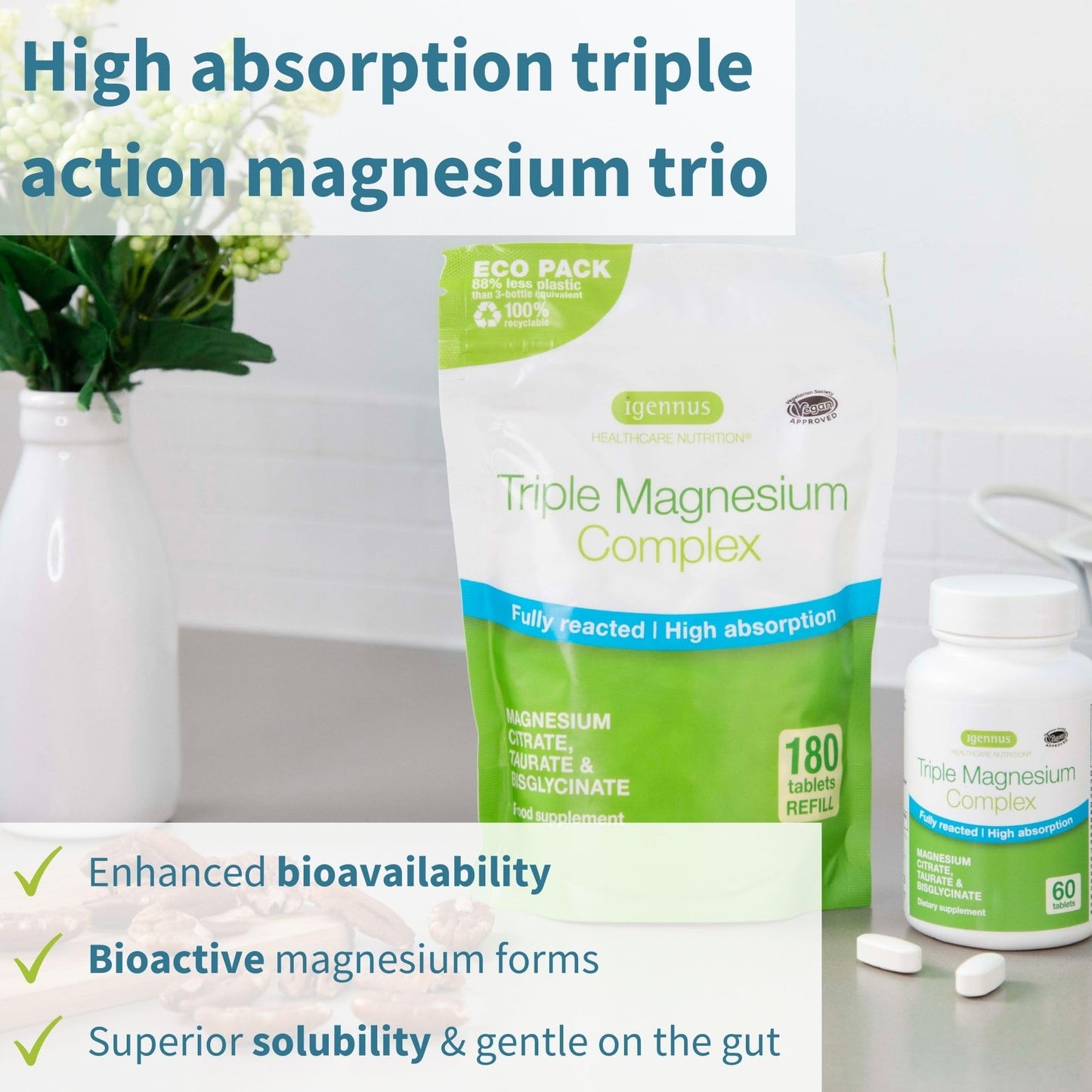 Igennus Healthcare Nutrition Triple Magnesium Complex & Zinc Complex, 360 Tablets