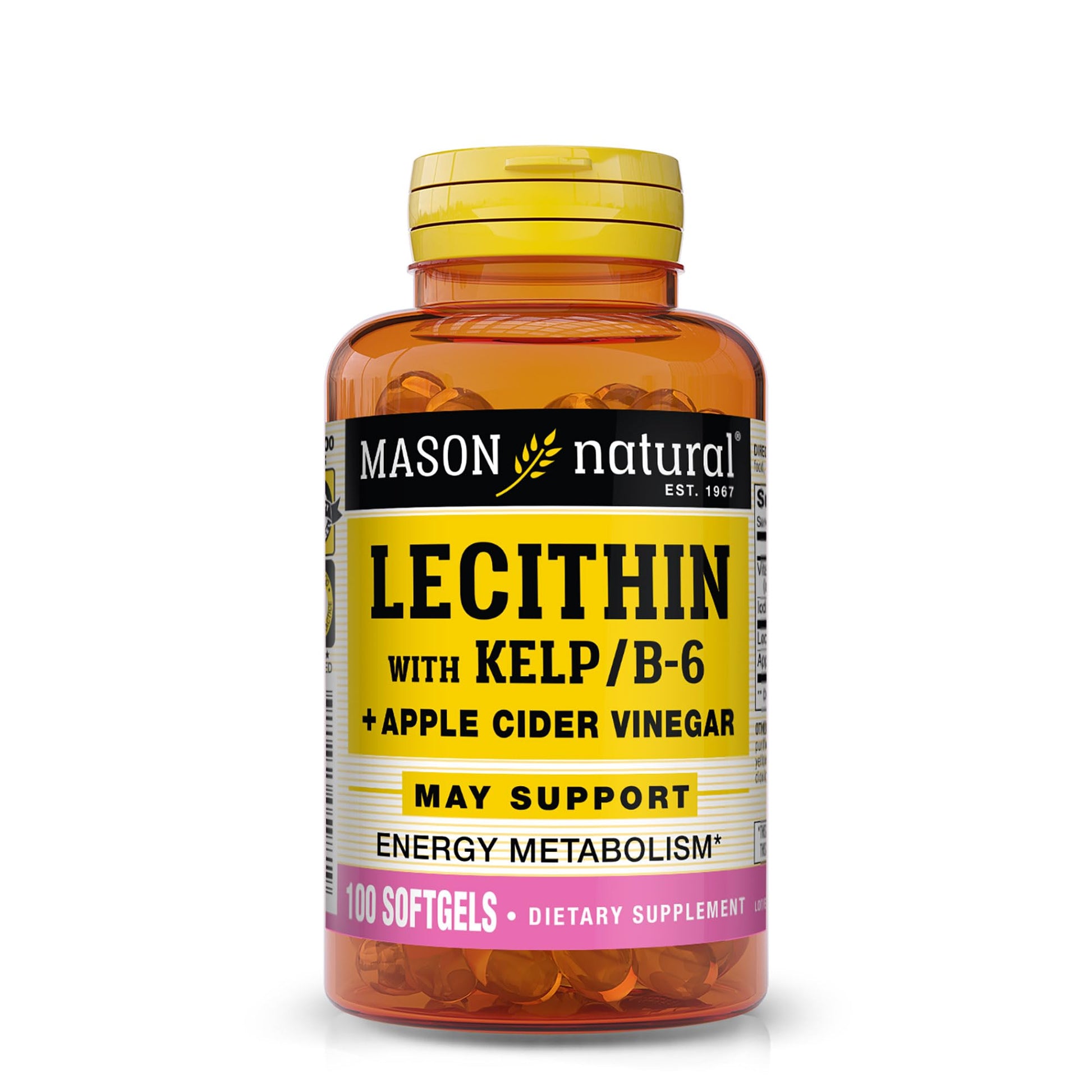 Mason Natural Lecithin with Kelp, B6 & Apple Cider Vinegar Softgels 100 Count