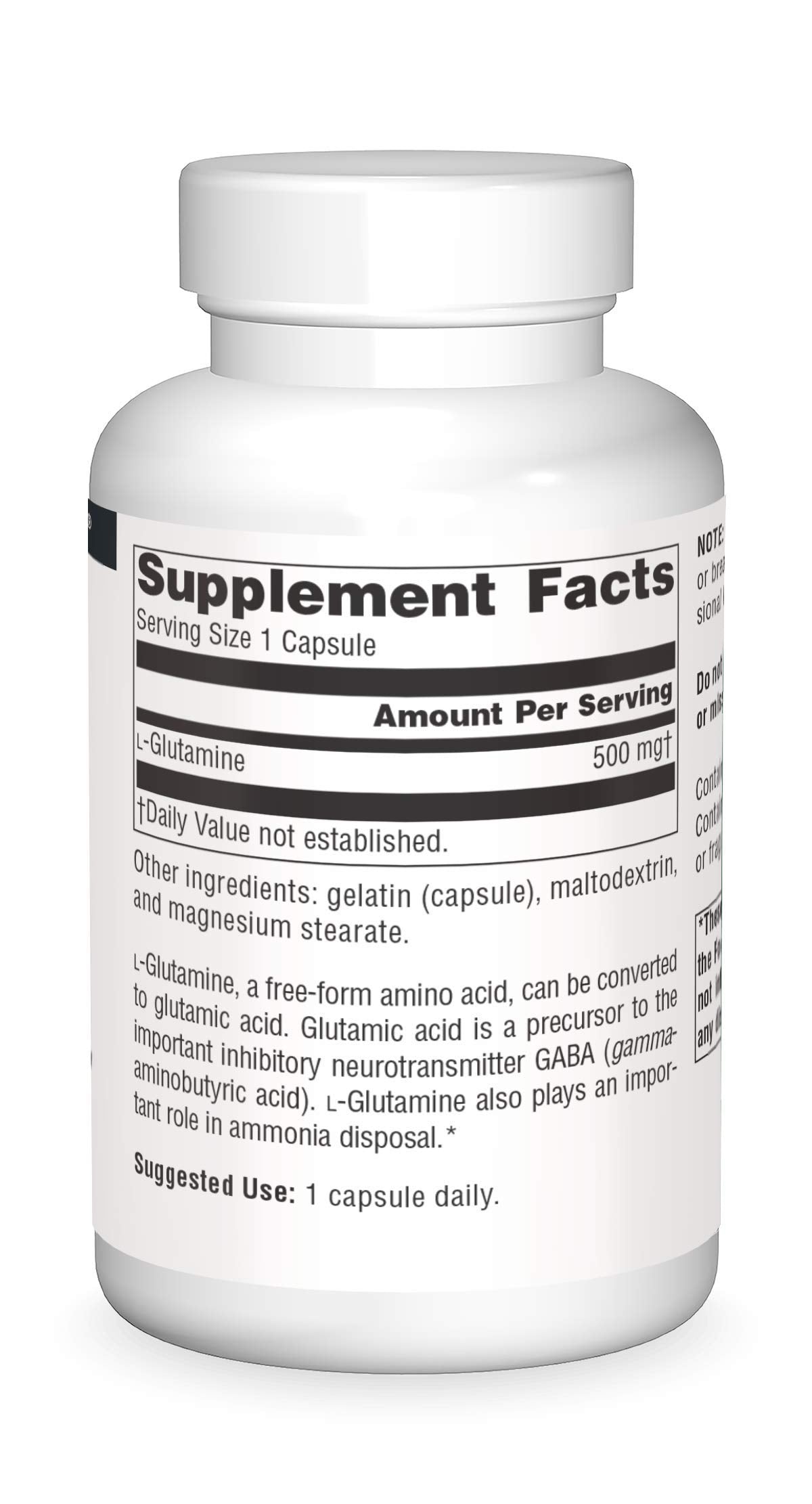 Source Naturals Free Form L-Glutamine 500 mg Capsules, 100 Capsules