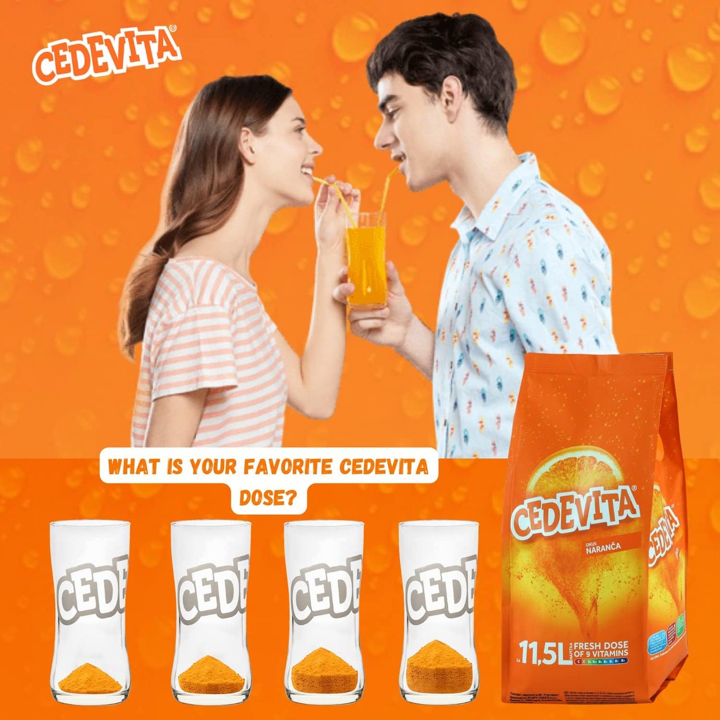 Cedevita Orange 9 Vitamins Effervescent Powder, 1 kg, 35.274