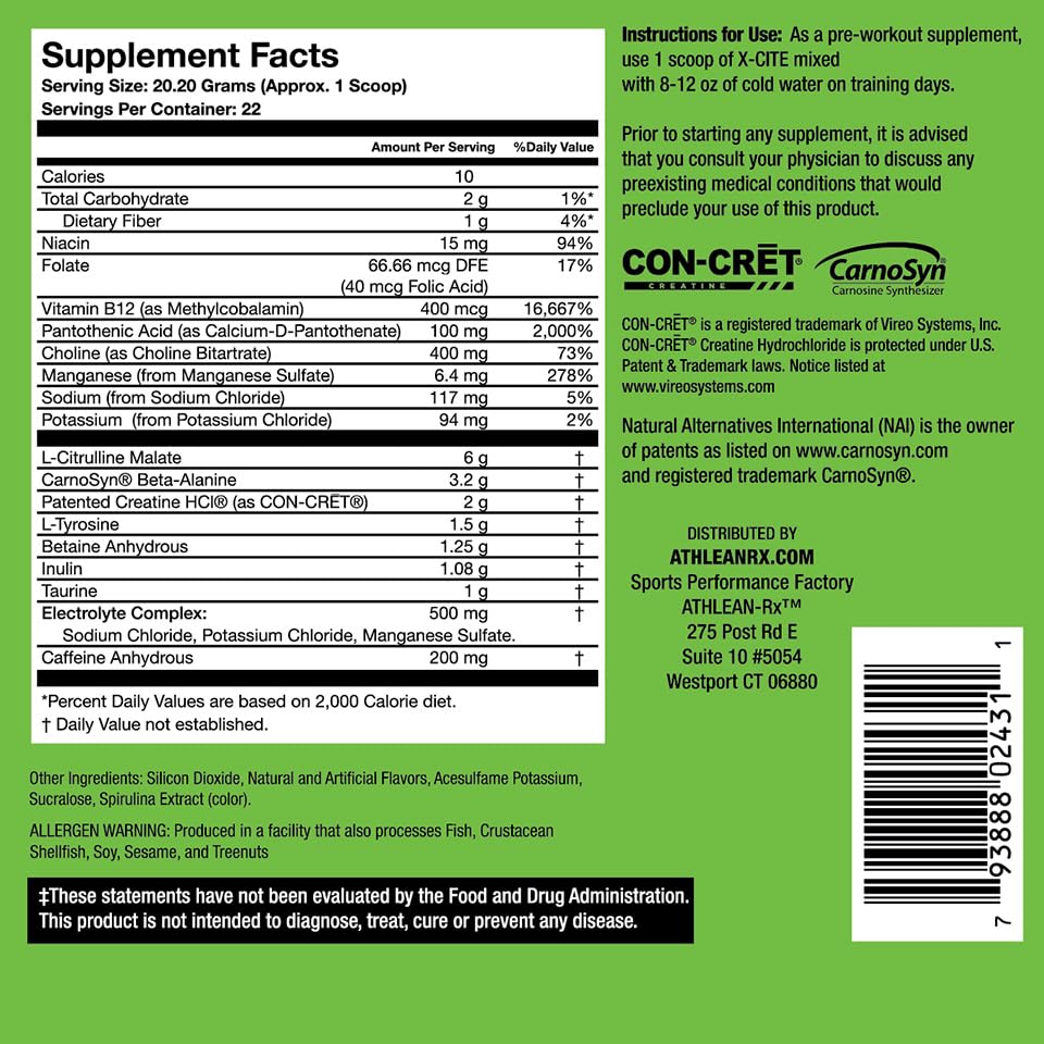 ATHLEAN-RX X-CITE Pre-Workout Powder 15.61 Ounce