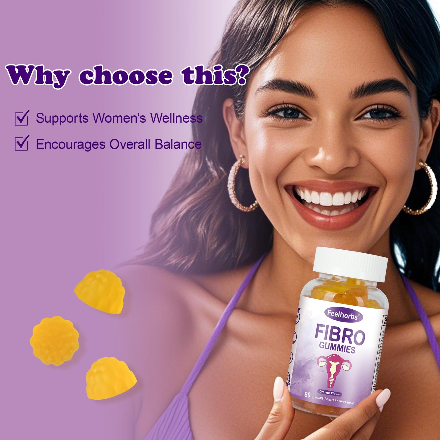 Feelherbs Fibro Gummies for Women, 60 Gummies