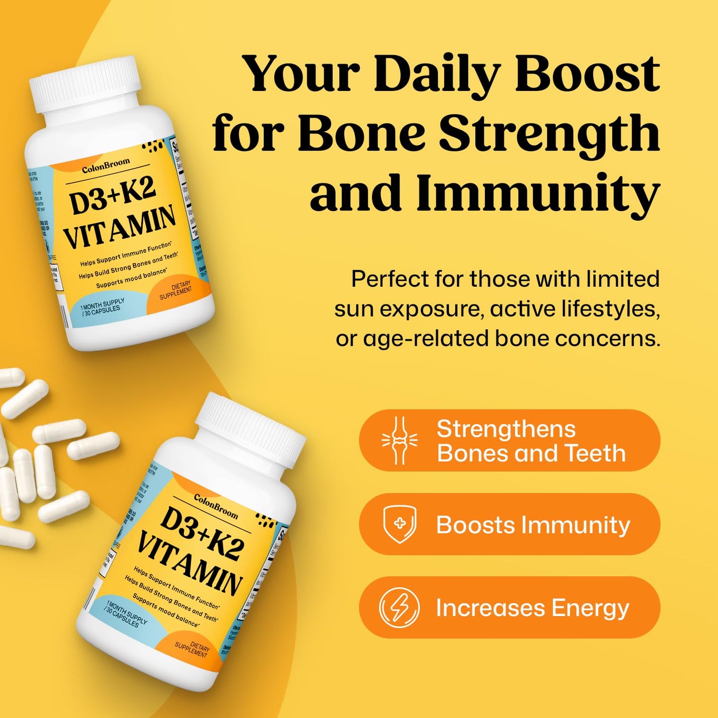 ColonBroom Vitamin D3 K2 Capsules 30 Capsules