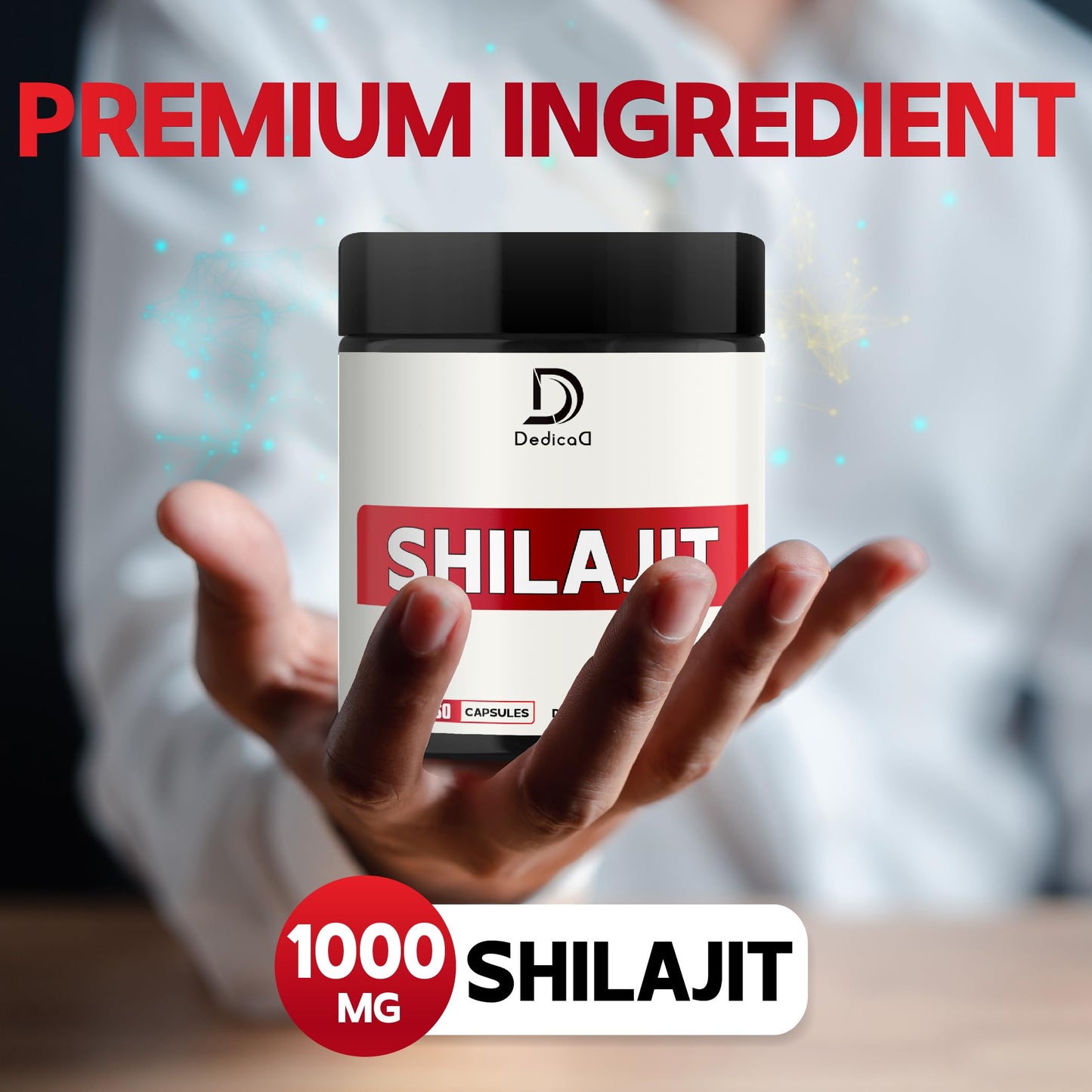 DEDICAD Shilajit 1000mg Pure Himalayan Organic Capsules, 60 Count